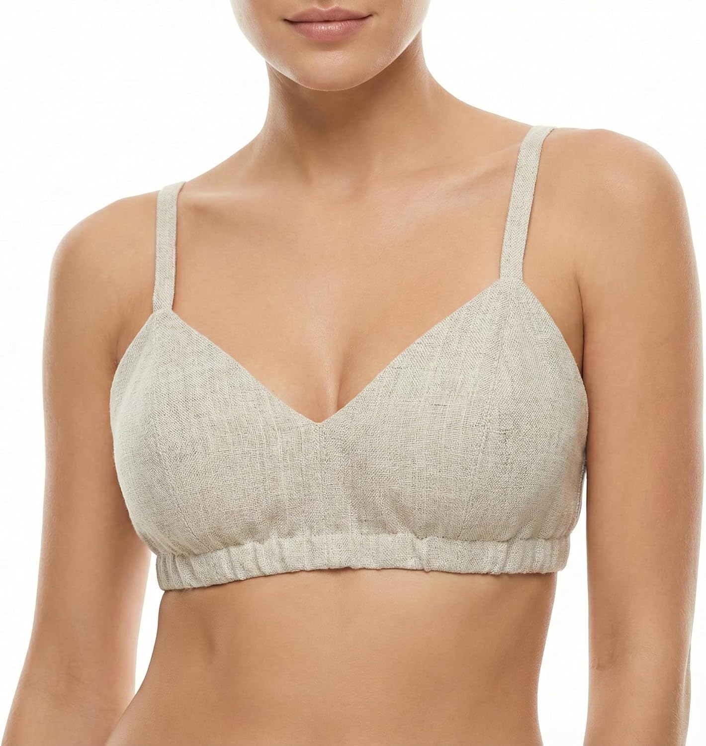 100% Hemp Woven Wireless Bralette — Soft Back-Closure Bra for Everyday Comfort