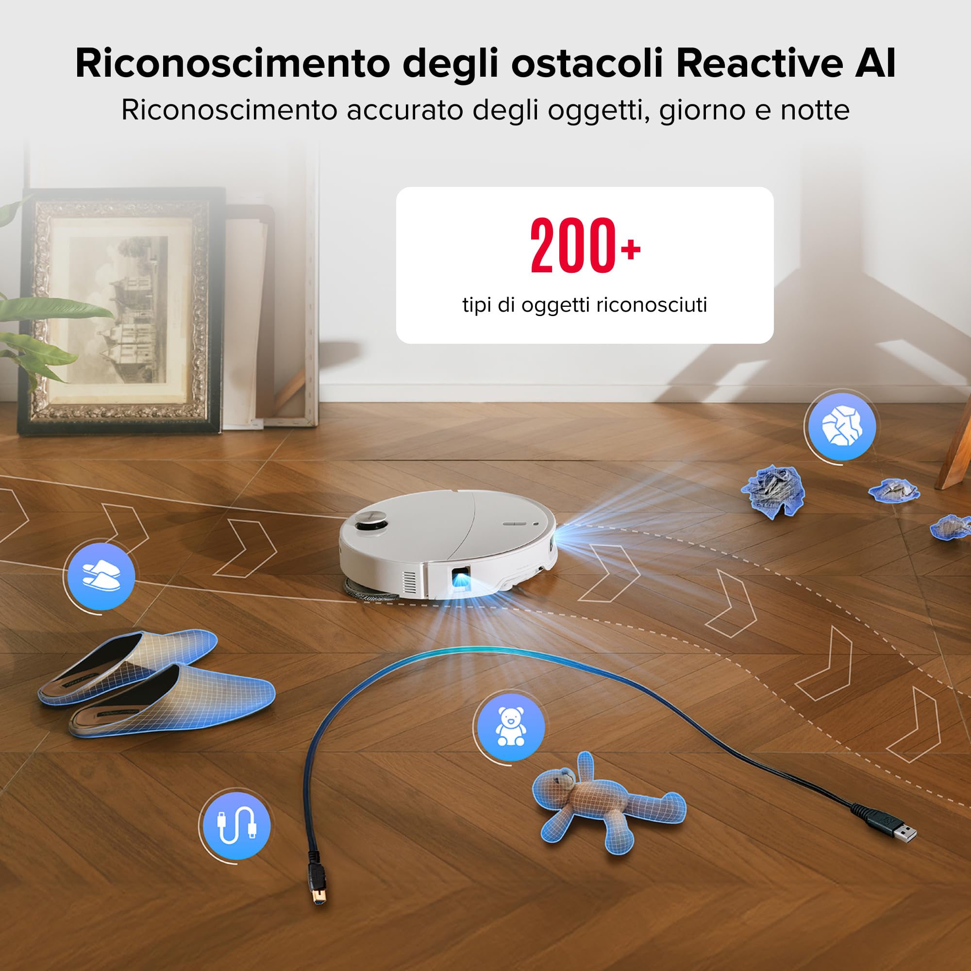 roborock Qrevo Curv 2 Pro Robot Aspirapolvere Lavapavimenti con LDS Retrattile, 7,98 cm, 25000 Pa, Zero-Grovigli, Acqua 100°C, Autopulente, Evita Ostacoli, per Peli di Animali Domestici