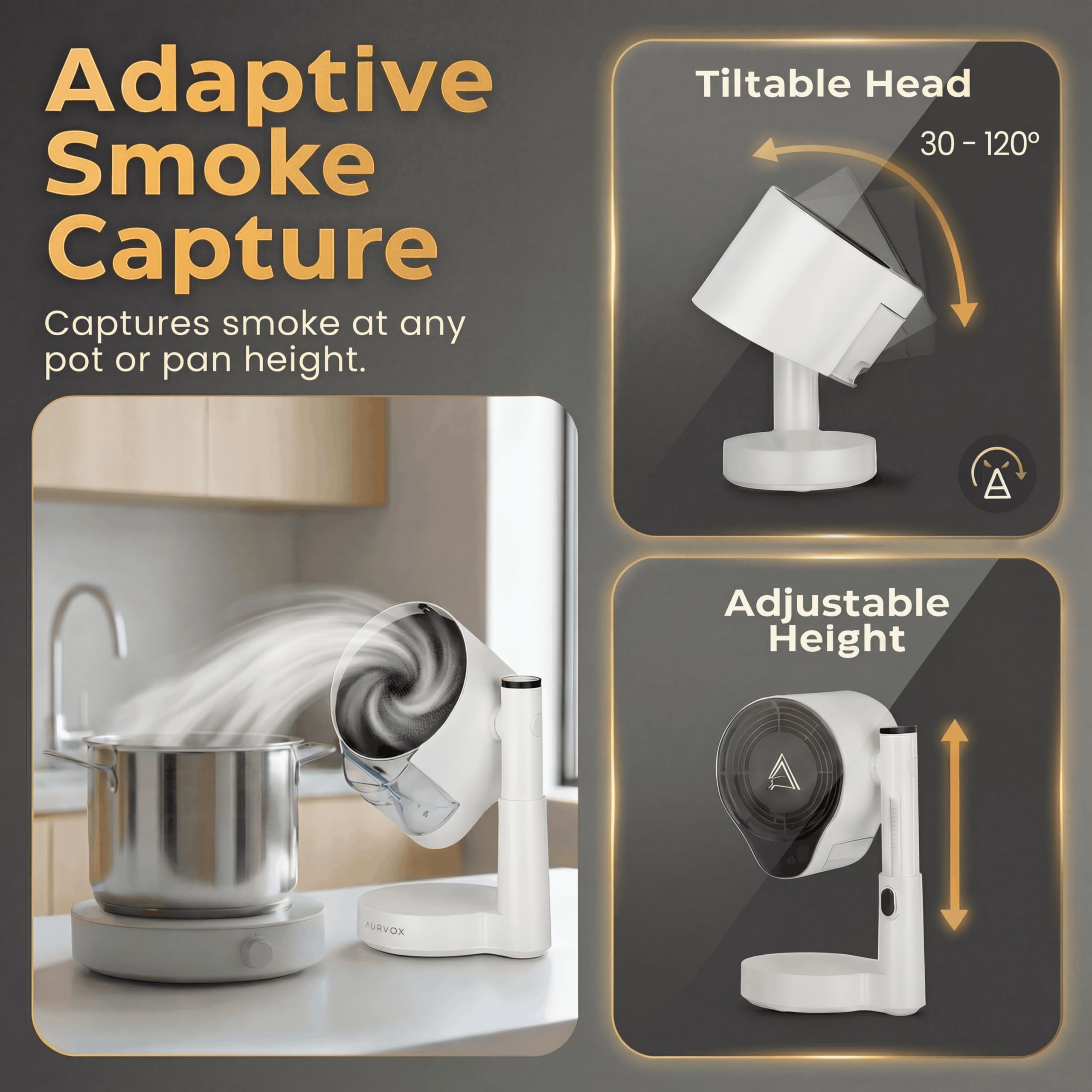 Portable Range Hood – Ductless Kitchen Exhaust Fan with Activated Carbon Filter, Adjustable Height, Low-Noise Smoke Control for Apartments & Indoor BBQ - 4