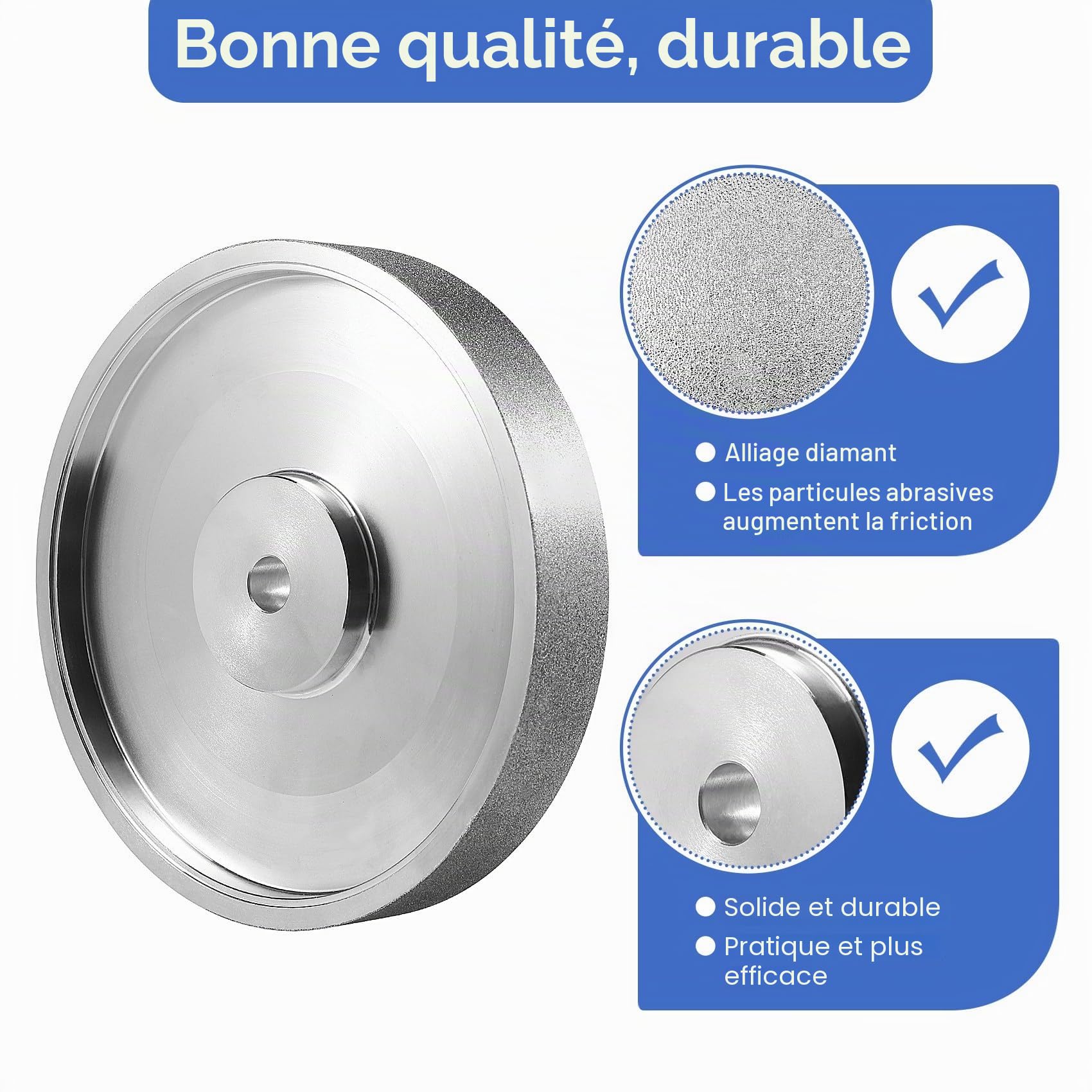 CBN Meule diamantée 15,2 cm de diamètre x 2,5 cm de large, avec arbre de 1,27 cm, meule diamant pour affûter HSS, grain 240
