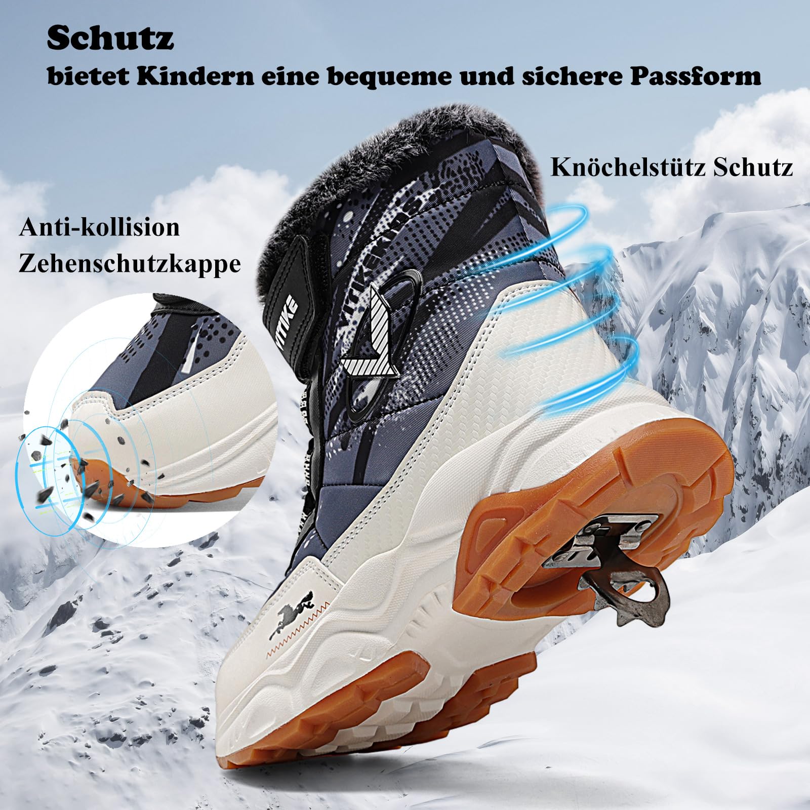 Chaussures d'hiver pour enfant, chaussures de randonnée, bottes de neige, doublure chaude pour fille, chaussures de trekking, chaussures d'hiver antidérapantes en coton moyen