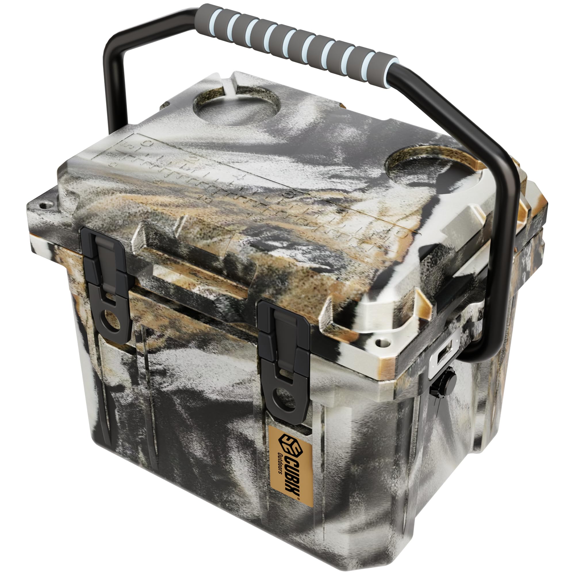 Cubix Outdoors QuadraX 10QT chłodząca formowana rotacyjnie, izolowana, przenośna, twarda lodówka, 5-dniowa retencja na zimno z 2 wbudowanymi uchwytami na kubki