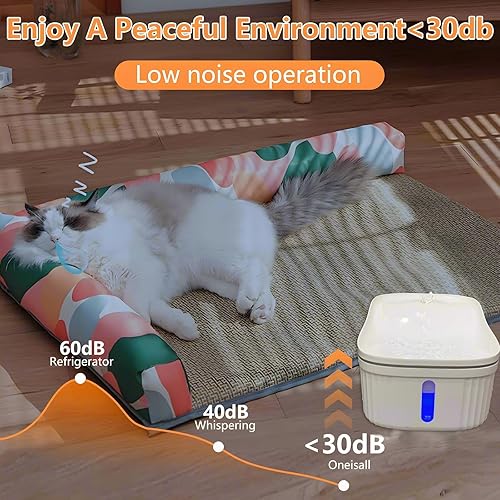 Miniatura 4 de Fuente de agua para gatos, fuente automática de agua para mascotas, dispensador de agua para perros con luz LED y ventana de nivel de agua (enchufe