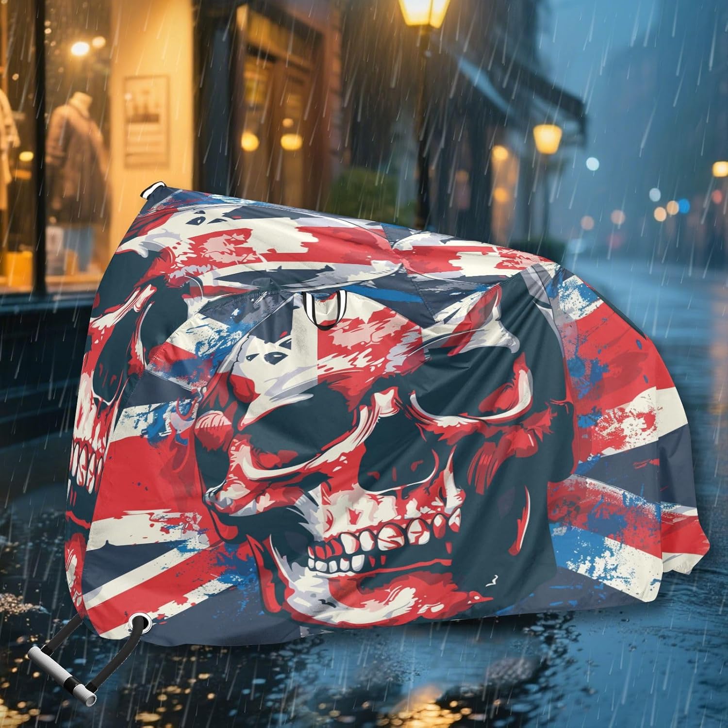 ALAZA British Flag Skull Bike Cover Waterproof Outdoor Ebike Bicycle Covers Tarp Protection for 1/2 Bikes, Sun UV Dust Wind Proof