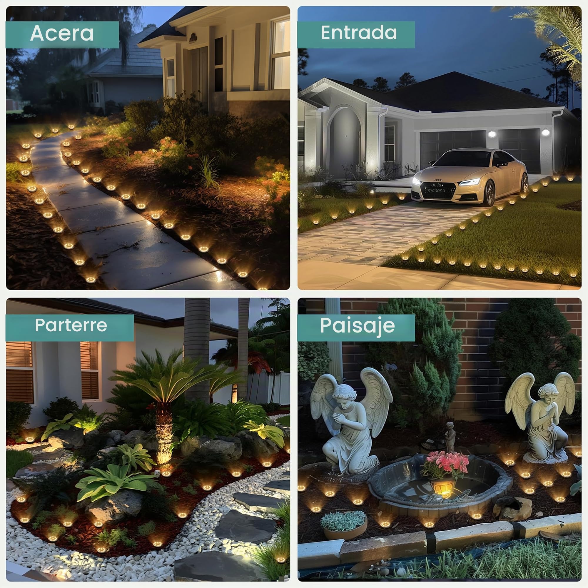 Solpex Luces solares para jardín al aire libre, paquete de 20 mini luces solares de suelo, iluminación de paisaje impermeable para patio, jardín, entrada, pasarela (blanco cálido)