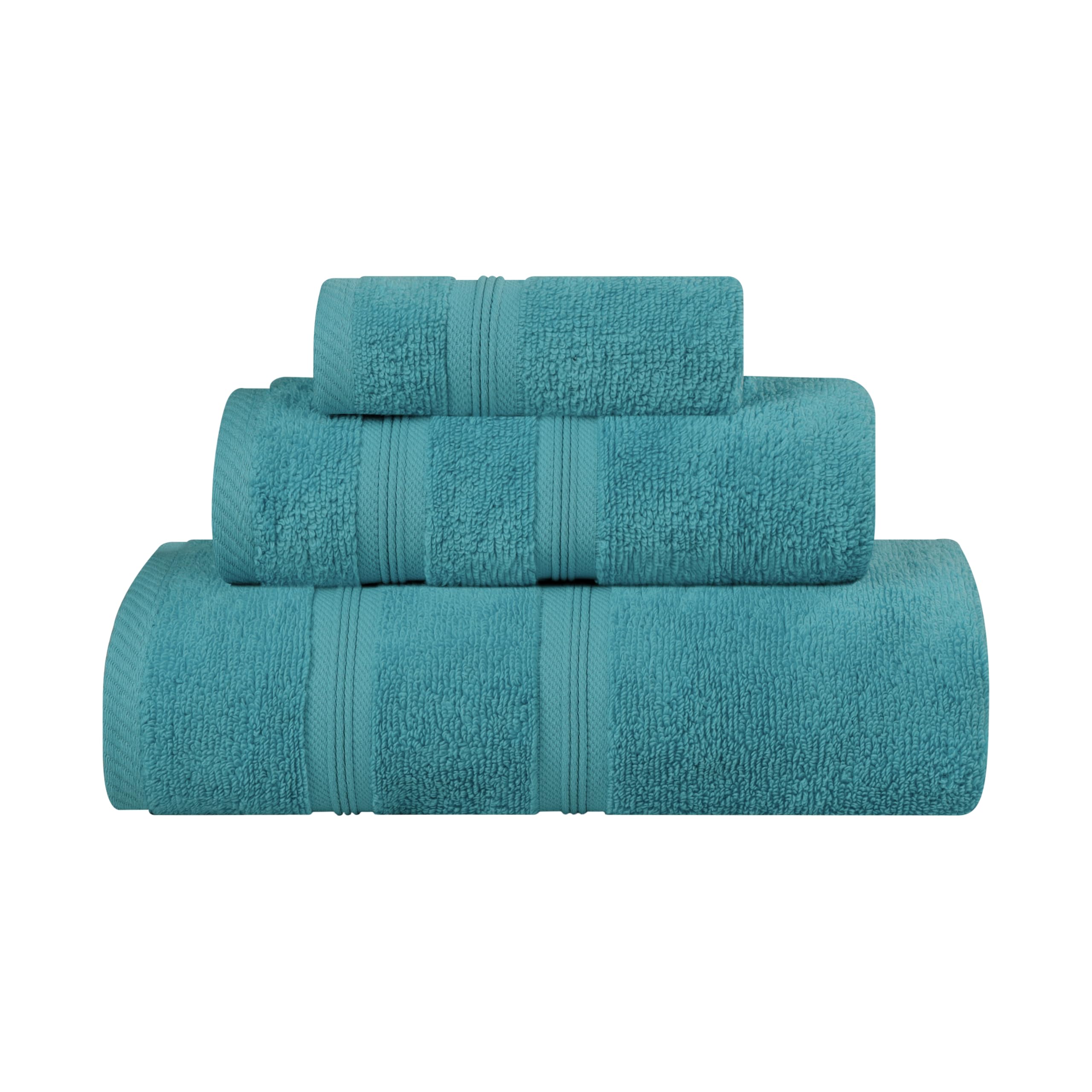 SUPERIOR Set di 3 asciugamani in cotone, morbidi asciugamani essenziali per decorazione del bagno, doccia, palestra, spa, salone, resort, Airbnb, include 1 mano, 1 viso e 1 asciugamano da bagno,