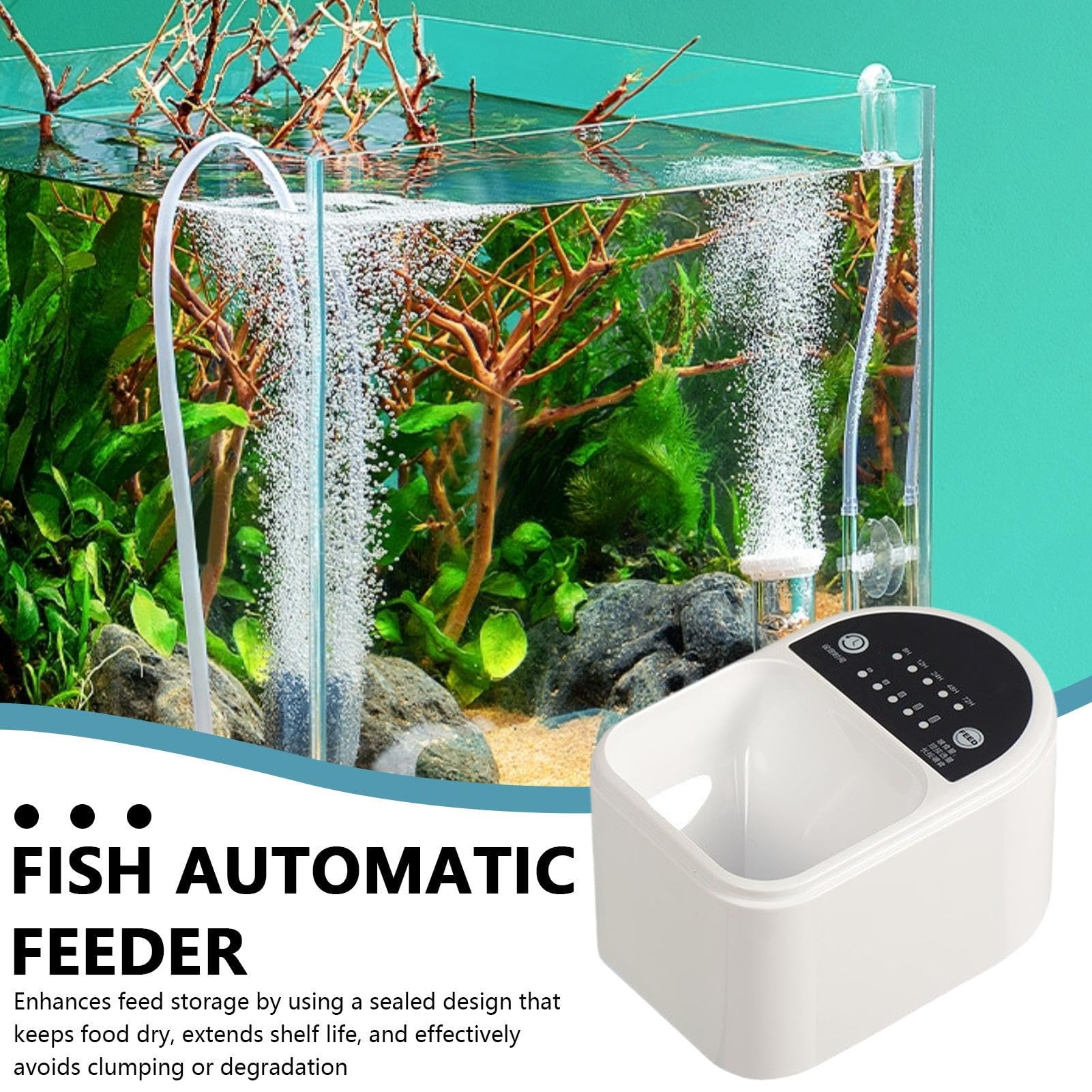 Sollbry Mangiatoia automatica per pesci - 100/210 ml - Timer automatico