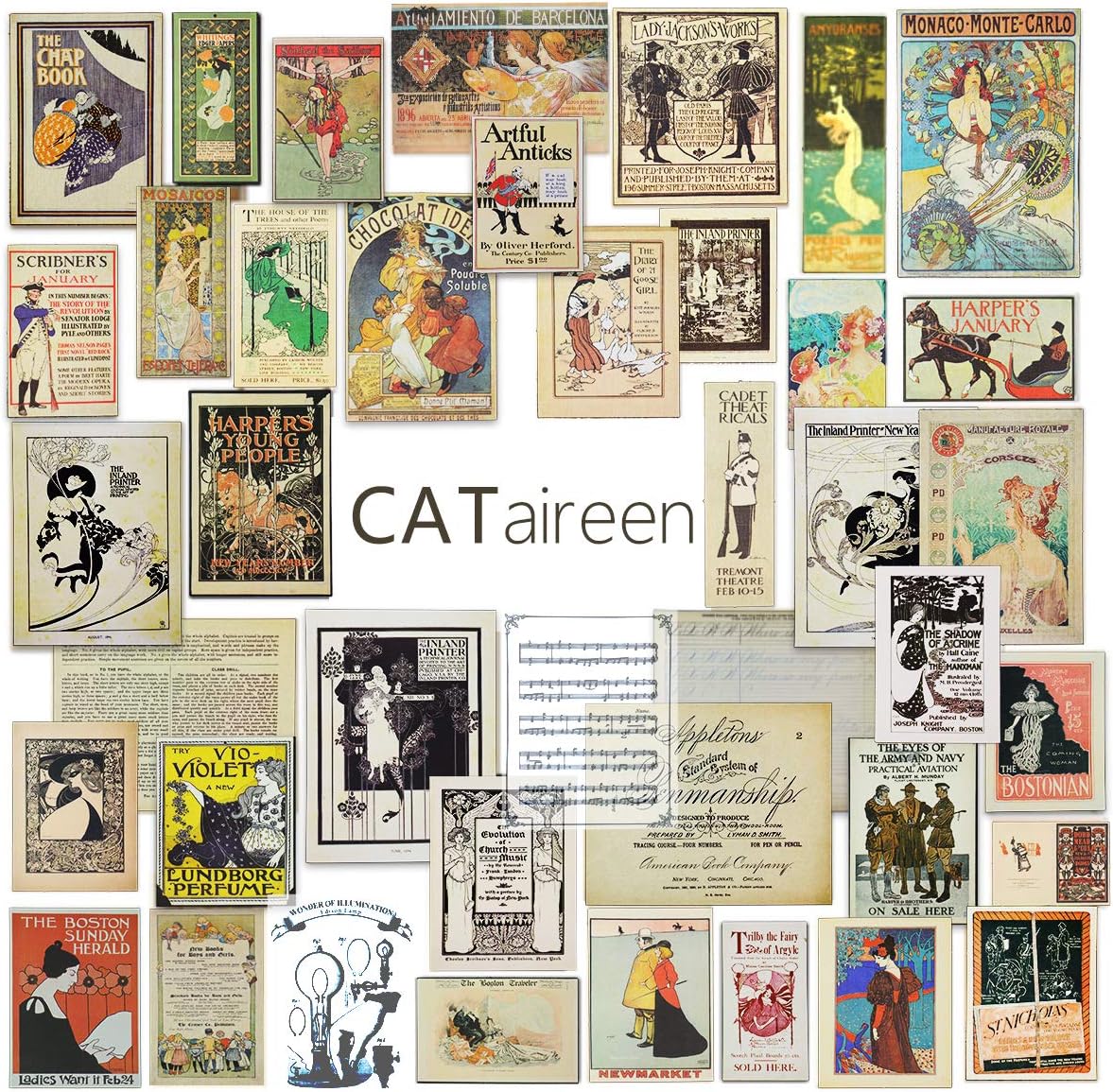 Junk Journal Supplies Vintage Art Craft Embellishments by CATaireen Collage Travel Scrapbooking Kits for Adults Handmade DIY Decoupage Original Scrapbox Card Making 41 pcs