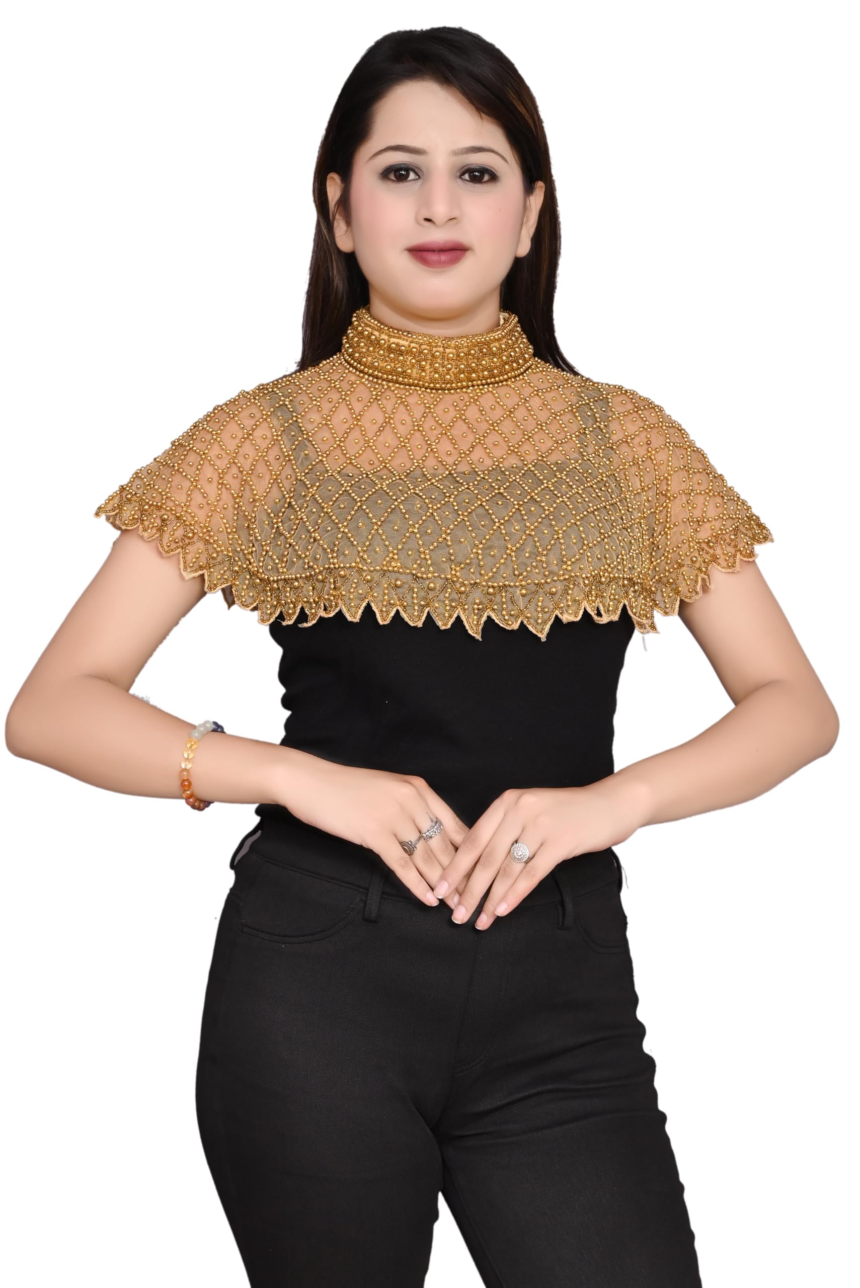 Women Net Poncho For Girls and Ladies New full Embroidery Style Bead Capes Ponchu Shrugs-image-29