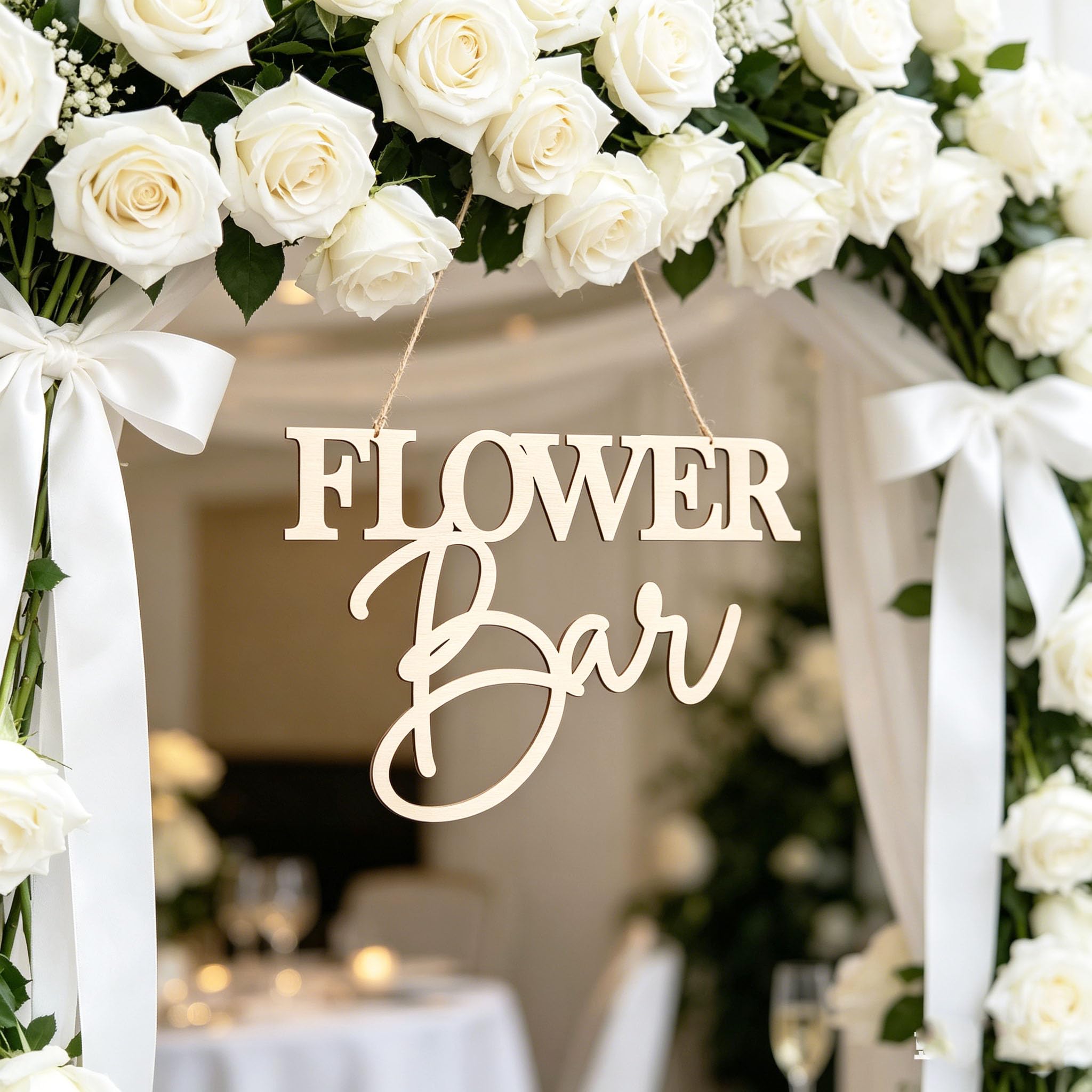 Photo 1 of Flower Bar Wedding Sign - Wood Display for Receptions, Showers