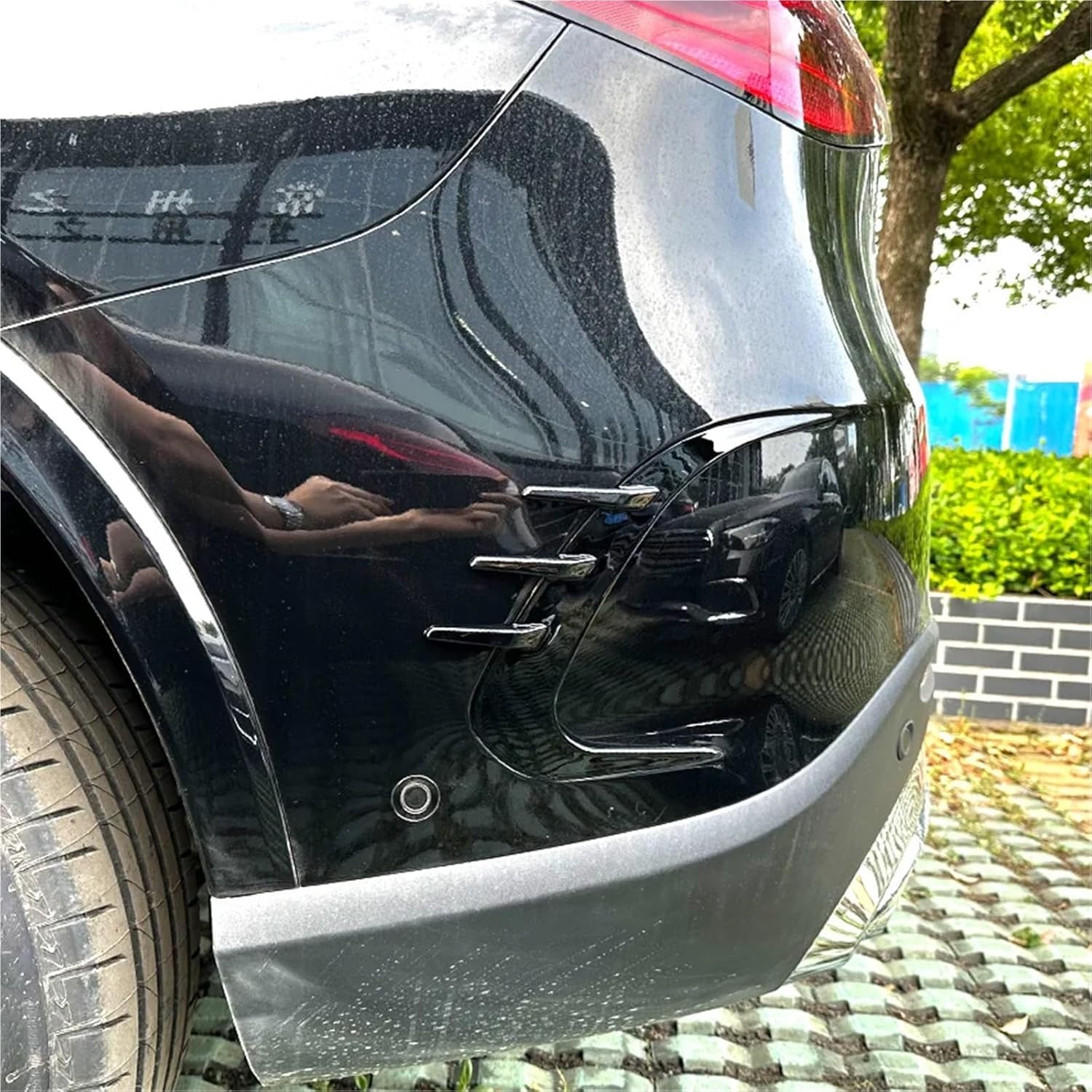 Compatible with Benz GLC-Class X254 GLC260 GLC300 AMG 2023 2024 Car Rear Bumper Splitter Side Spoiler Air Vent Wind Knife Body Kits(Glossy Black)