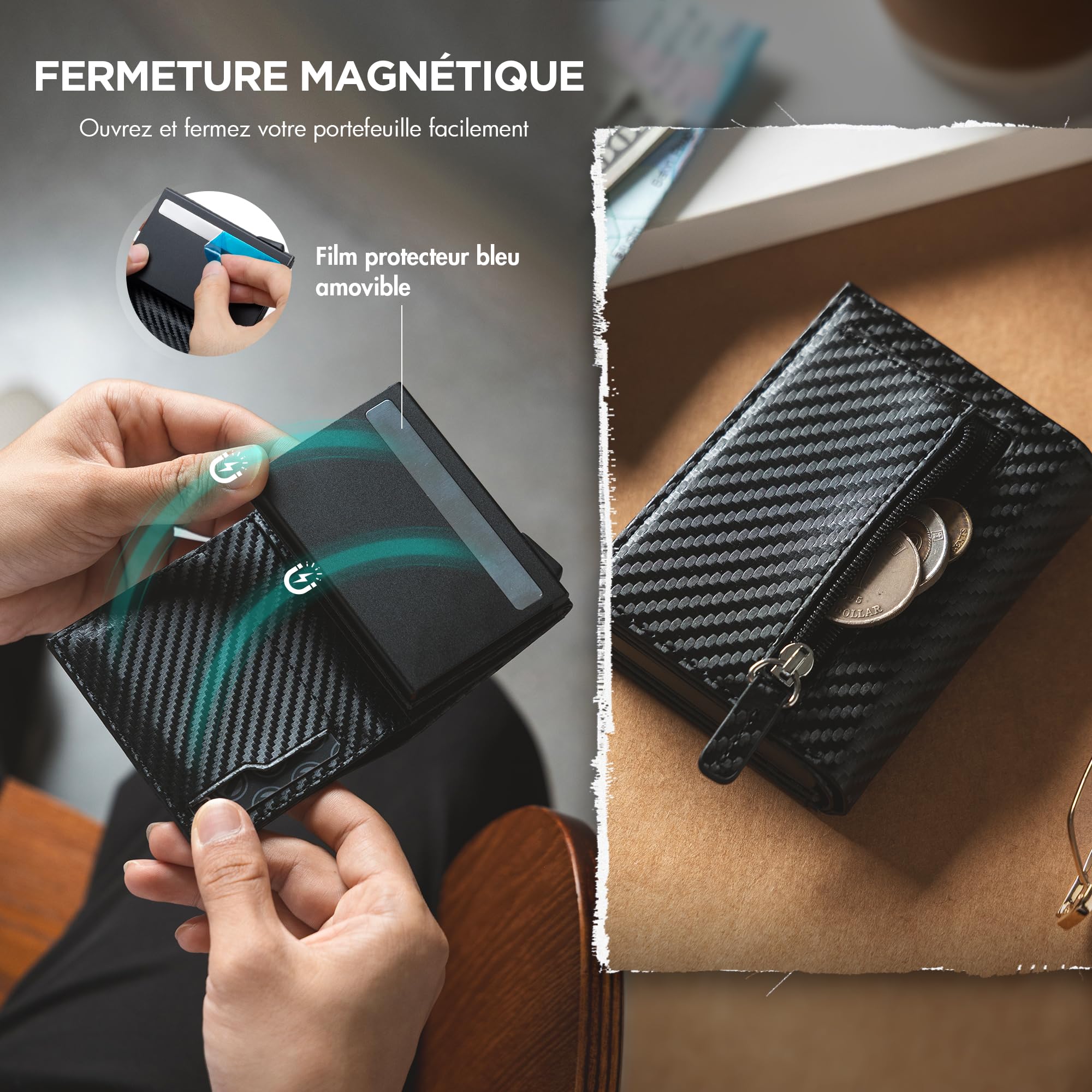 VULKIT Portefeuille Homme avec Porte-Monnaie et Protection RFID