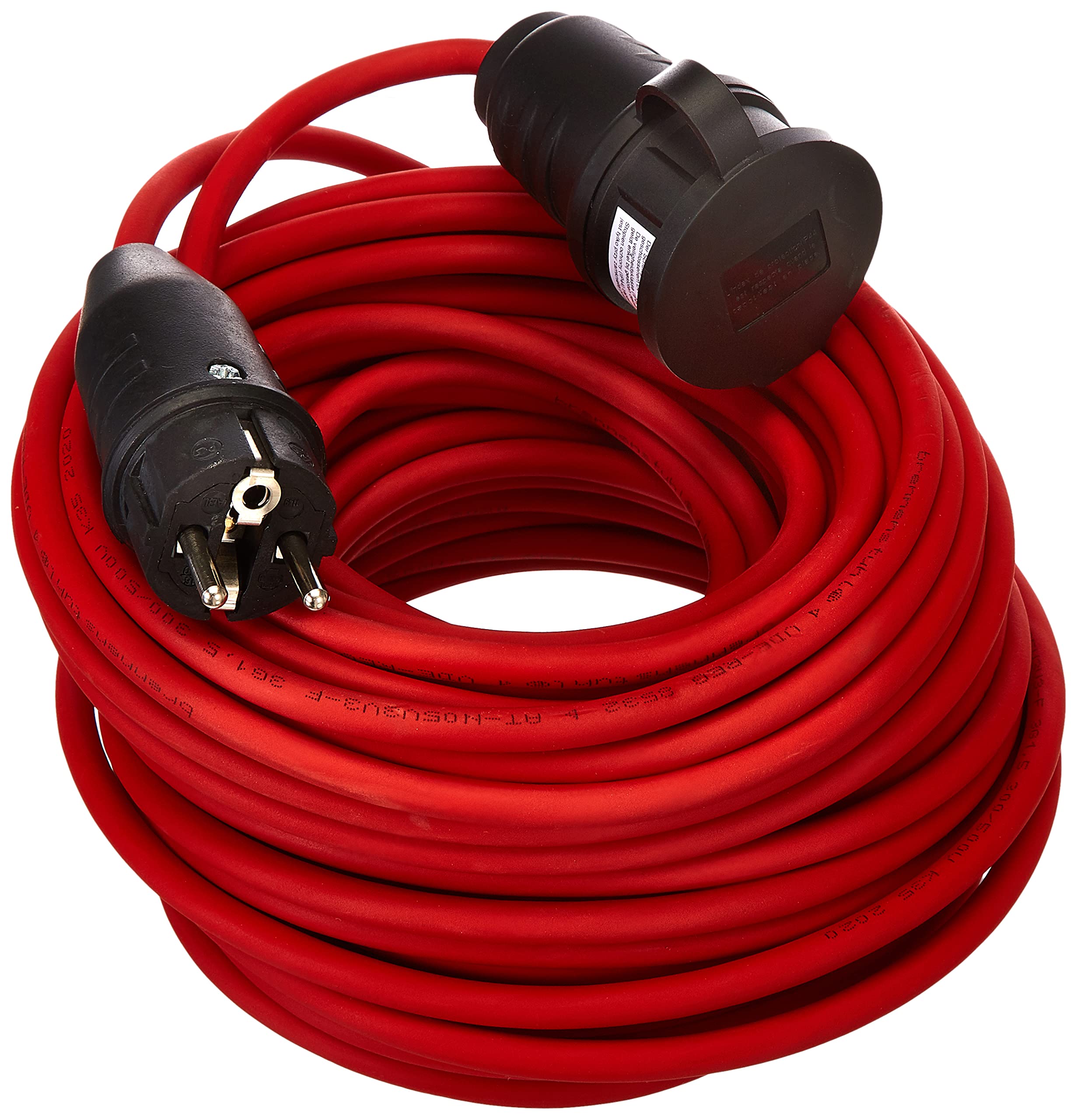 Brennenstuhl Przedłużacz BREMAXX 25m kabel w kolorze czerwonym, do krótkotrwałego zastosowania na zewnątrz IP44, może być używany w temperaturze do -35 °C i jest odporny na promieniowanie UV