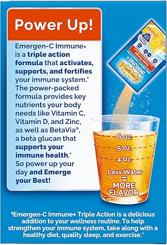 Miniatura 8 de Sistema de apoyo inmunológico Emergen-C suplemento dietario bebida con vitamina D 1000mg de vitamina C paquetes de 033onzas sabor naranja 30 unidades
