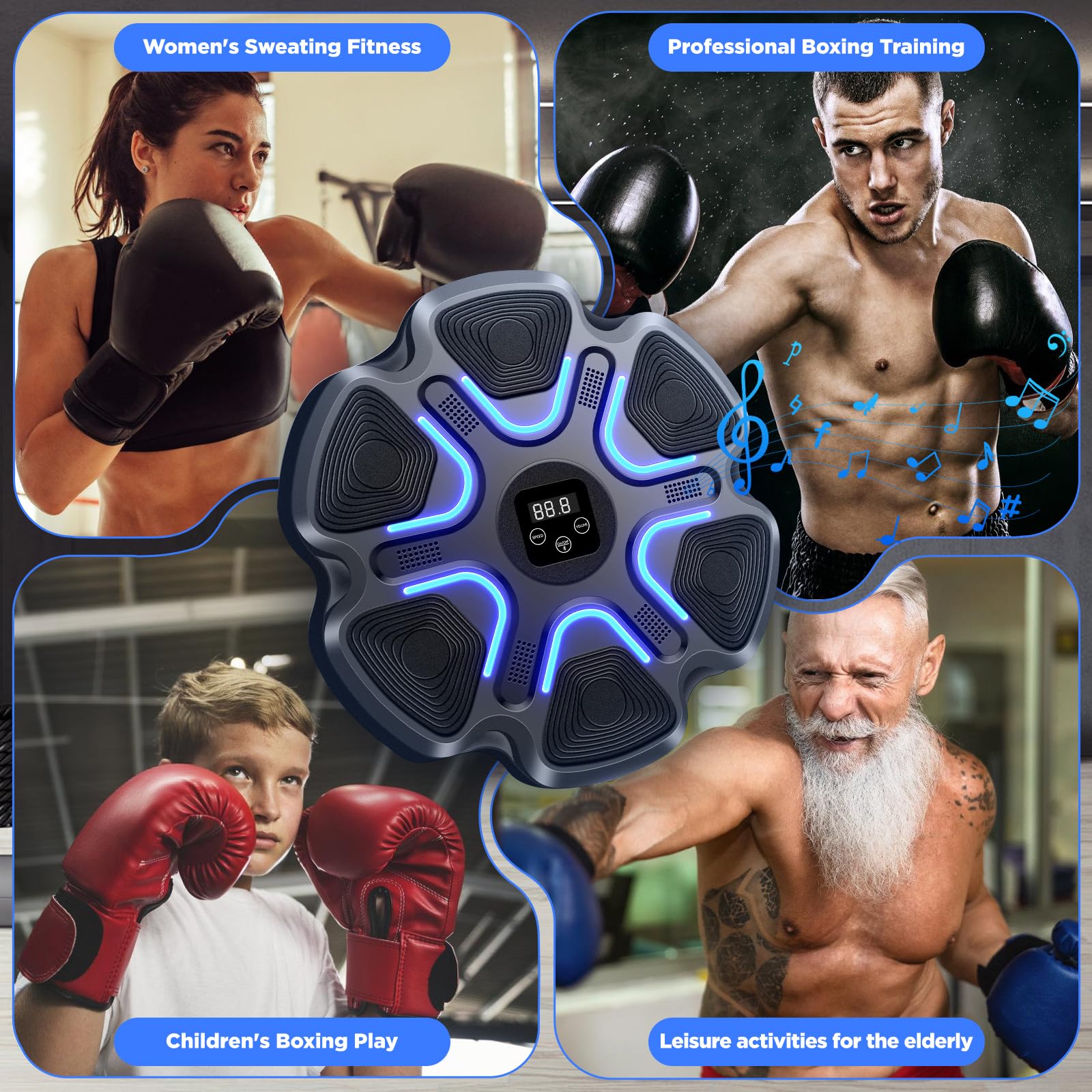 YORWHIN Music Boxing Machine für Kinder Erwachsene, Intelligente Bluetooth Boxautomat mit Boxhandschuhen, Wandmontierte Elektronische Boxmaschine mit 9 Geschwindigkeitsmodi für Zuhause Fitnessstudio