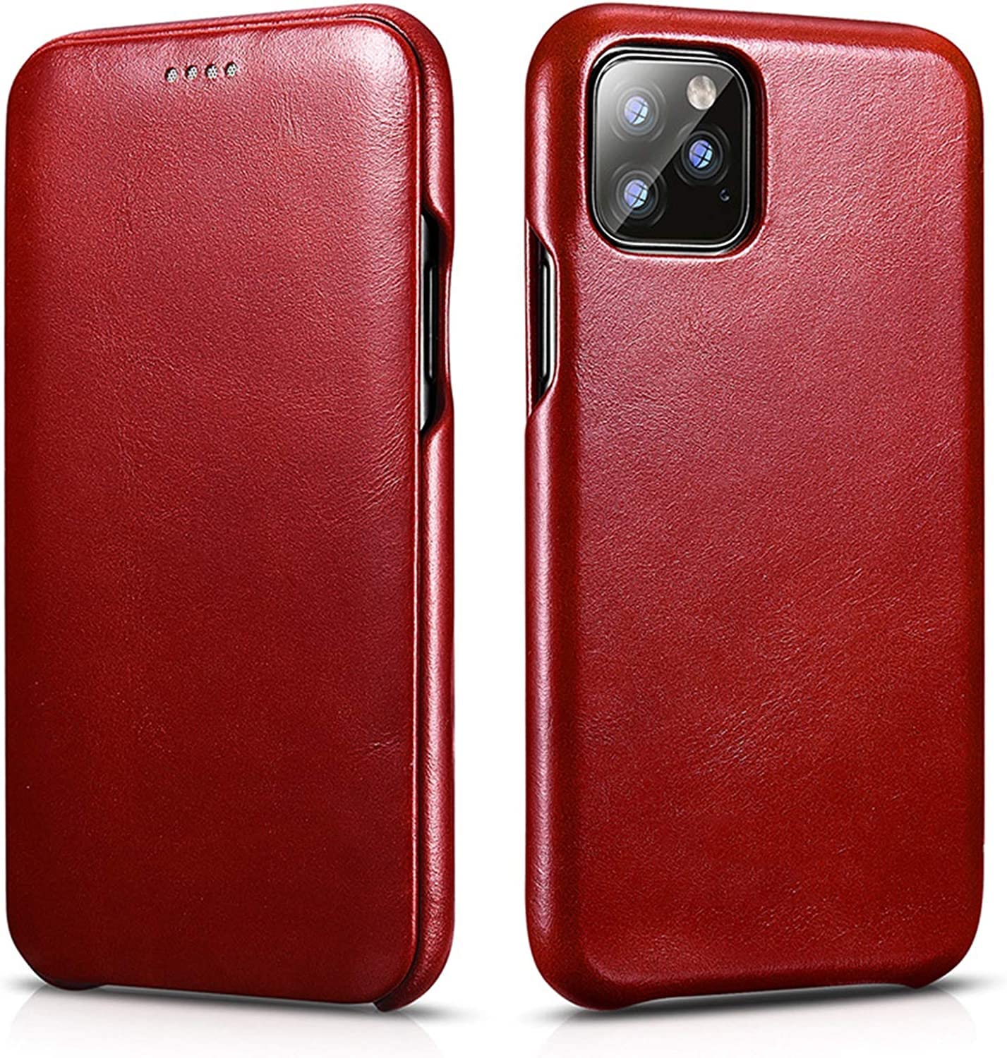 Étui en cuir véritable iPhone 12 / 12 Pro protection chic rouge