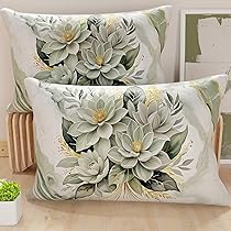 PETTI Artigiani Italiani – Coppia di Federe Cuscino 50×30 cm in Microfibra, Cuscini Arredo Camera da Letto, Divano, Salotto, Set 2 Fodere Copricuscino, Federa Floreale Salvia, 100% Made in Italy