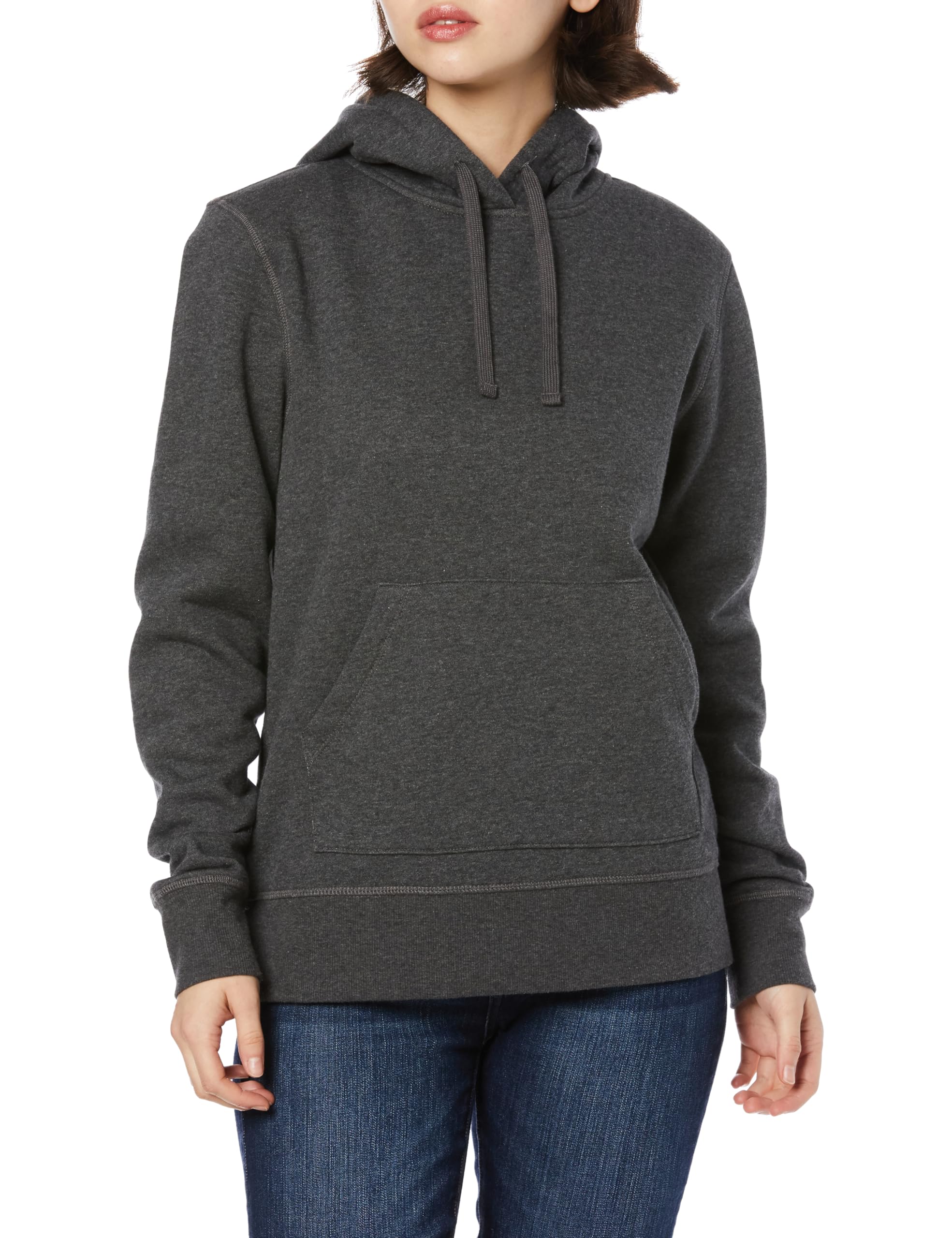Amazon Essentials Women's French Terry Fleece Pullover Hoodie, Charcoal Heather, XS