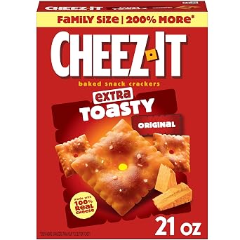 Cheez-It Cheese Crackers, Baked Snack Crackers, Lunch Snacks, Family Size, Extra Toasty, 21oz Box 1 Box