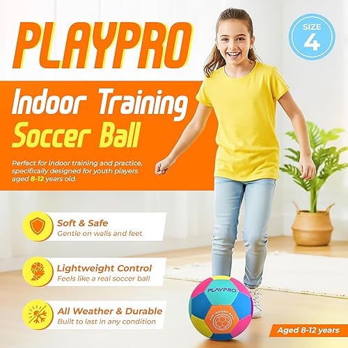 Miniatura 2 de Balón de Entrenamiento de Fútbol para Interior, Tamaño 4 Rosa,Azul,https://www.amazon.com/dp/undefined