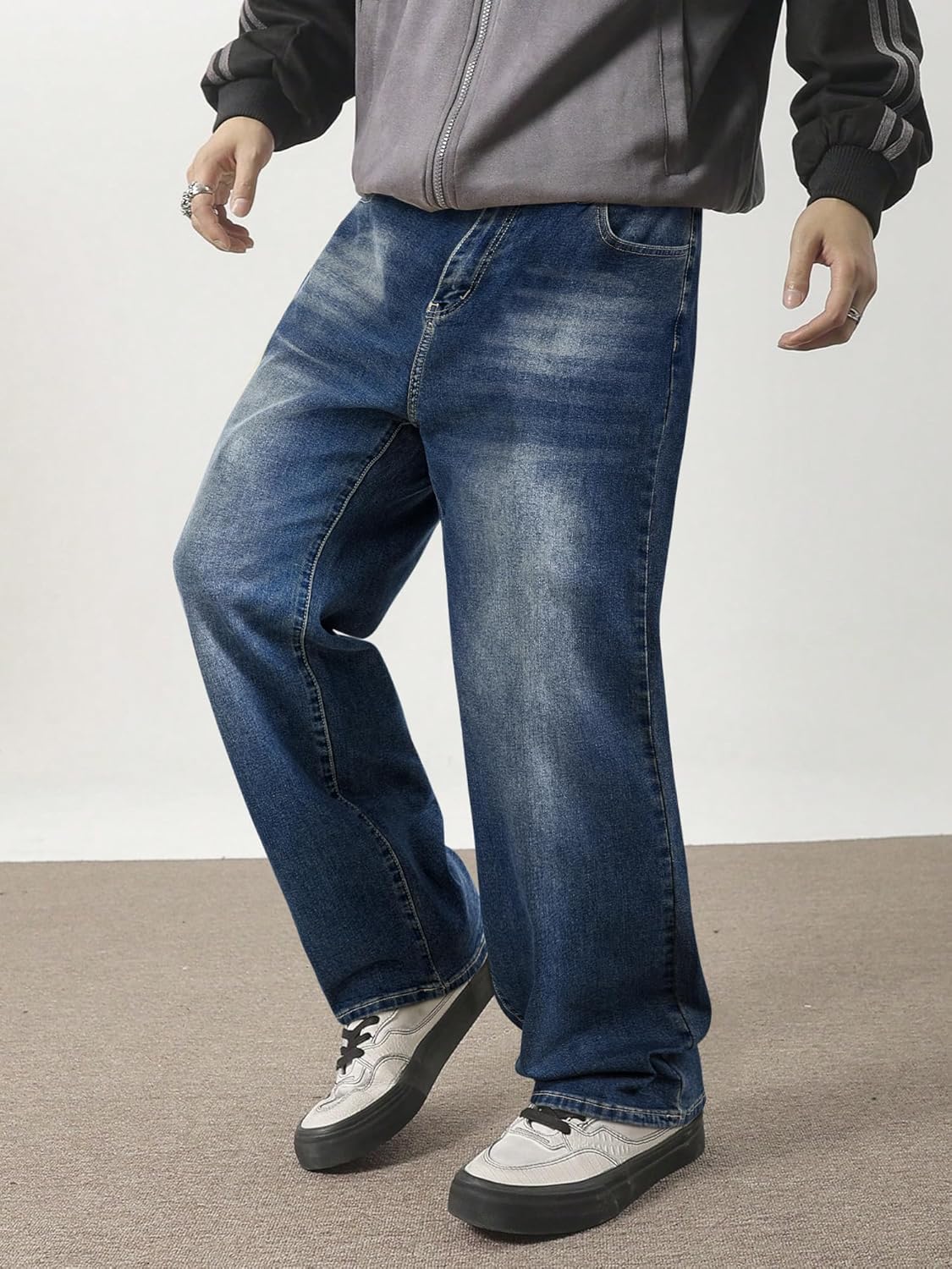 JMIERR Men's Baggy Jeans - Wide Leg Loose Fit Denim Pants for Hip Hop Streetwear & Y2K Skater Style with Pockets - Image 4