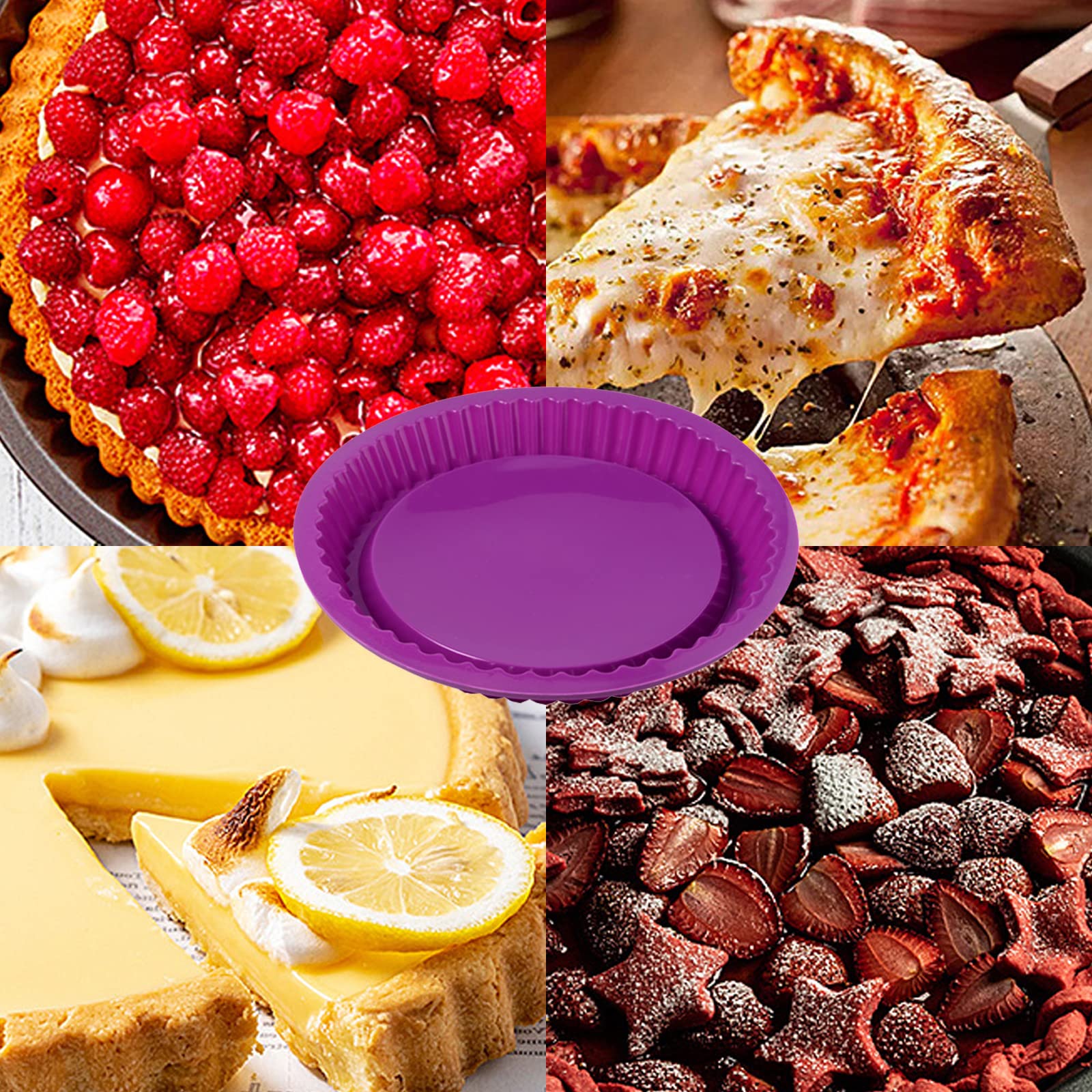 Foremka do tortów z dnem owocowym, bez BPA, silikonowa forma do pieczenia tortów, nieprzywierająca, silikonowa forma do pieczenia, do quiche, pizzy, tarta, ciasta, 1 sztuka