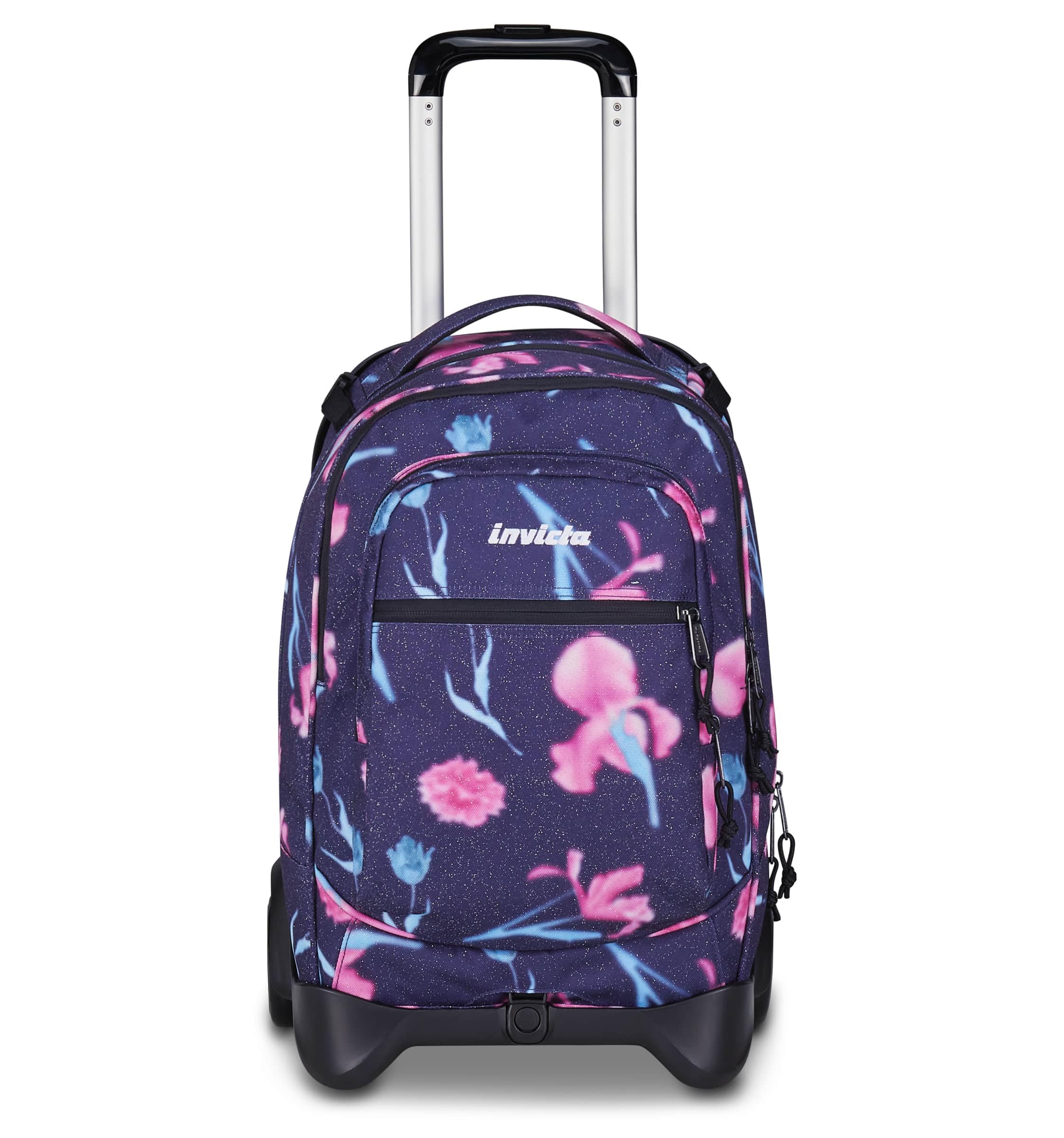 Invicta Trolley Scuola Plug Fantasy Shine, Viola, 3 in 1, Zaino Doppio Scomparto Con Carrello Sganciabile, Tasca Per PC, Tasca Per Borraccia, 34 lt, Scuola Media e Superiore, Viaggio, Zaino Ragazza
