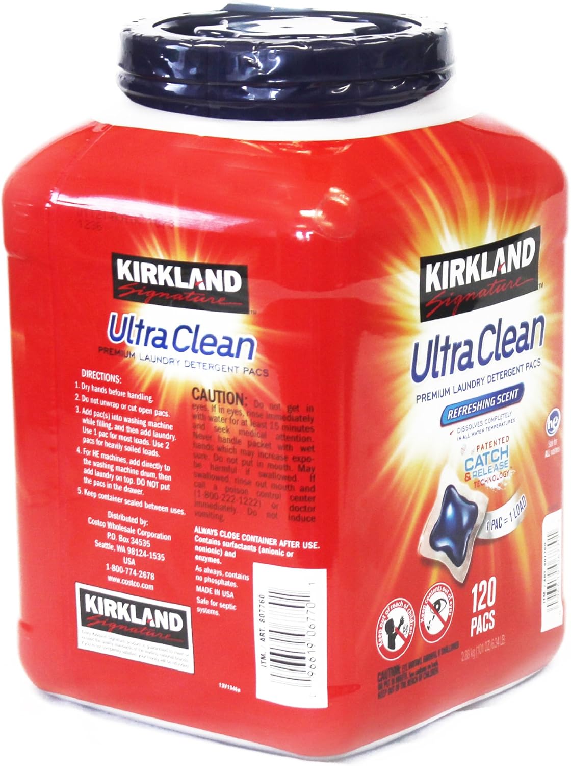 Kirkland Signature Ultra Clean Laundry Detergent (120 Pack) Refreshing 120 Count (Pack of 1) - Image 1 of 2