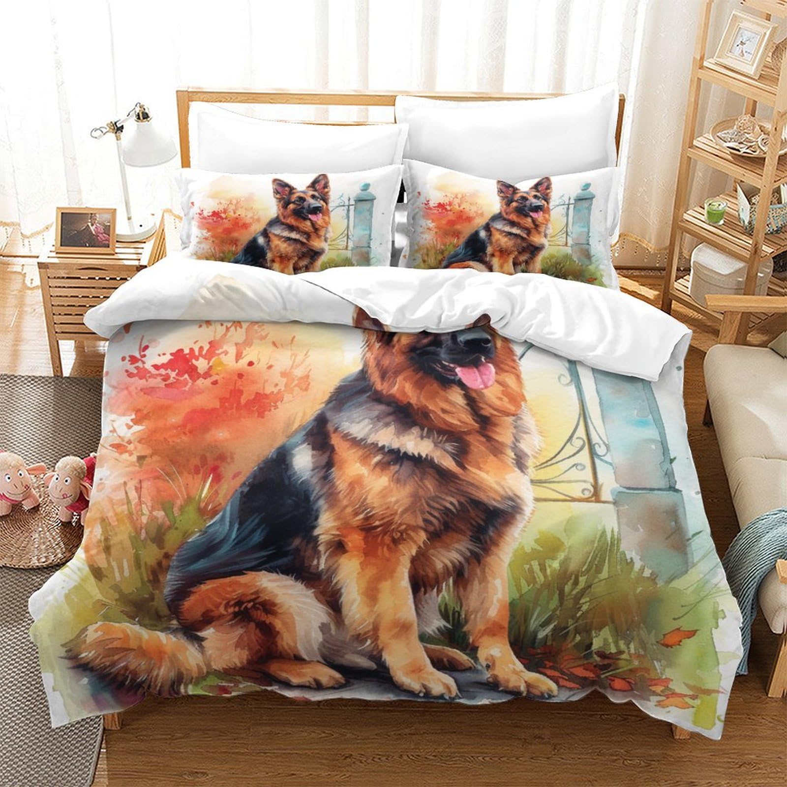 Parure de lit Chien Berger Allemand 140x200cm idée cadeau