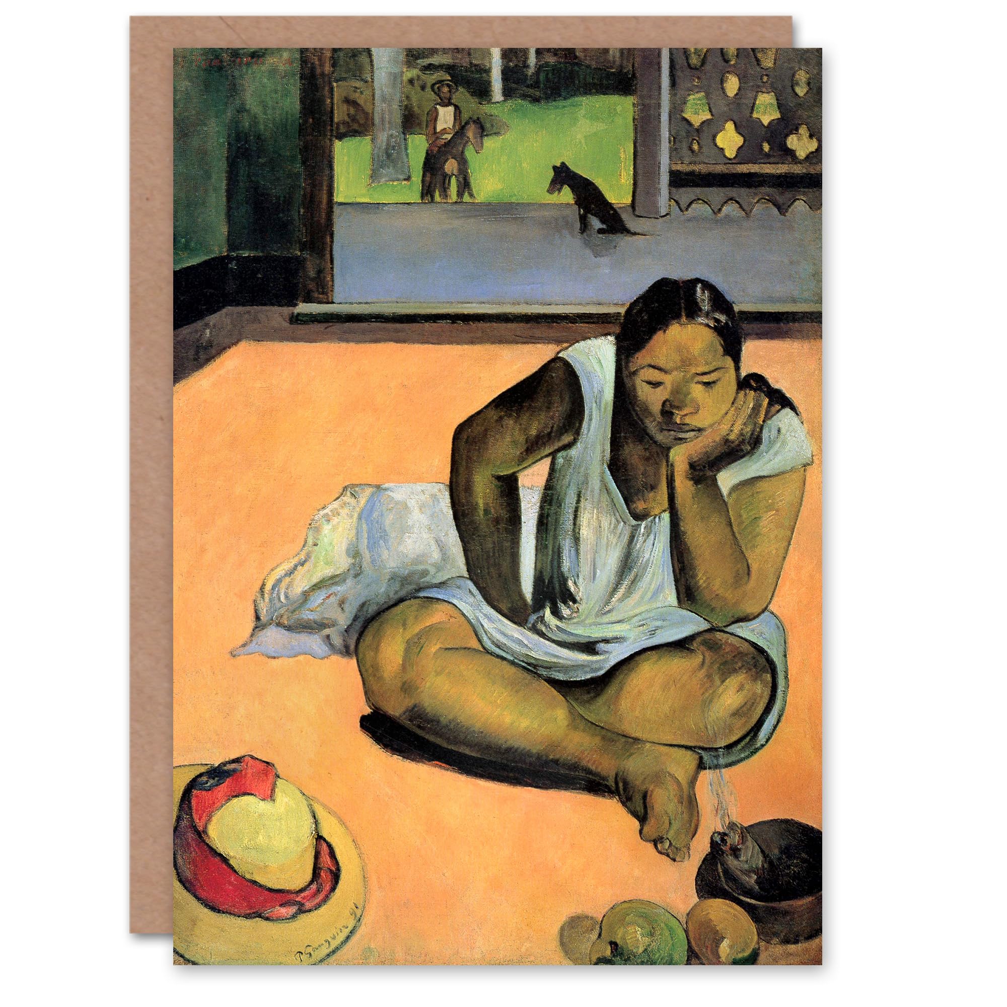 Artery8 Paul Gauguin Art Card Brooding Woman Te Faaturuma Painting