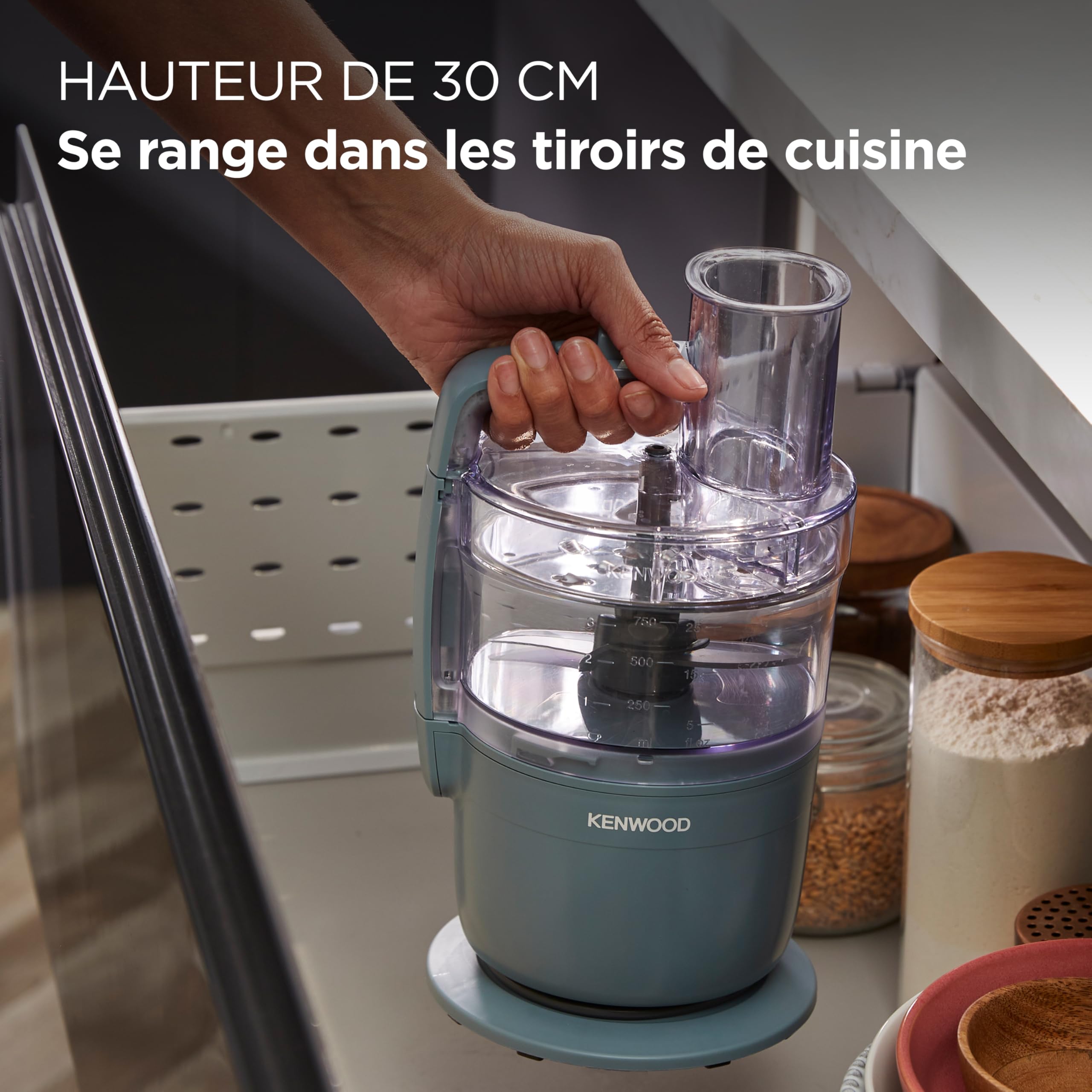 Kenwood MultiPro Compact Robot Multifonction avec Express Serve, Lame en Acier Inoxydable, Disques à Trancher et Râper, Fonction Pulse, Bleu Tempête (FDP23.130GY)