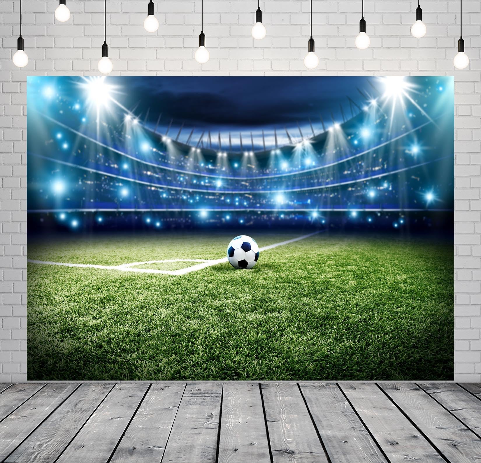 Yeele 7x5ft Football Backdrop Stadium Soccer Pitch Spotlight Audiences - View #2