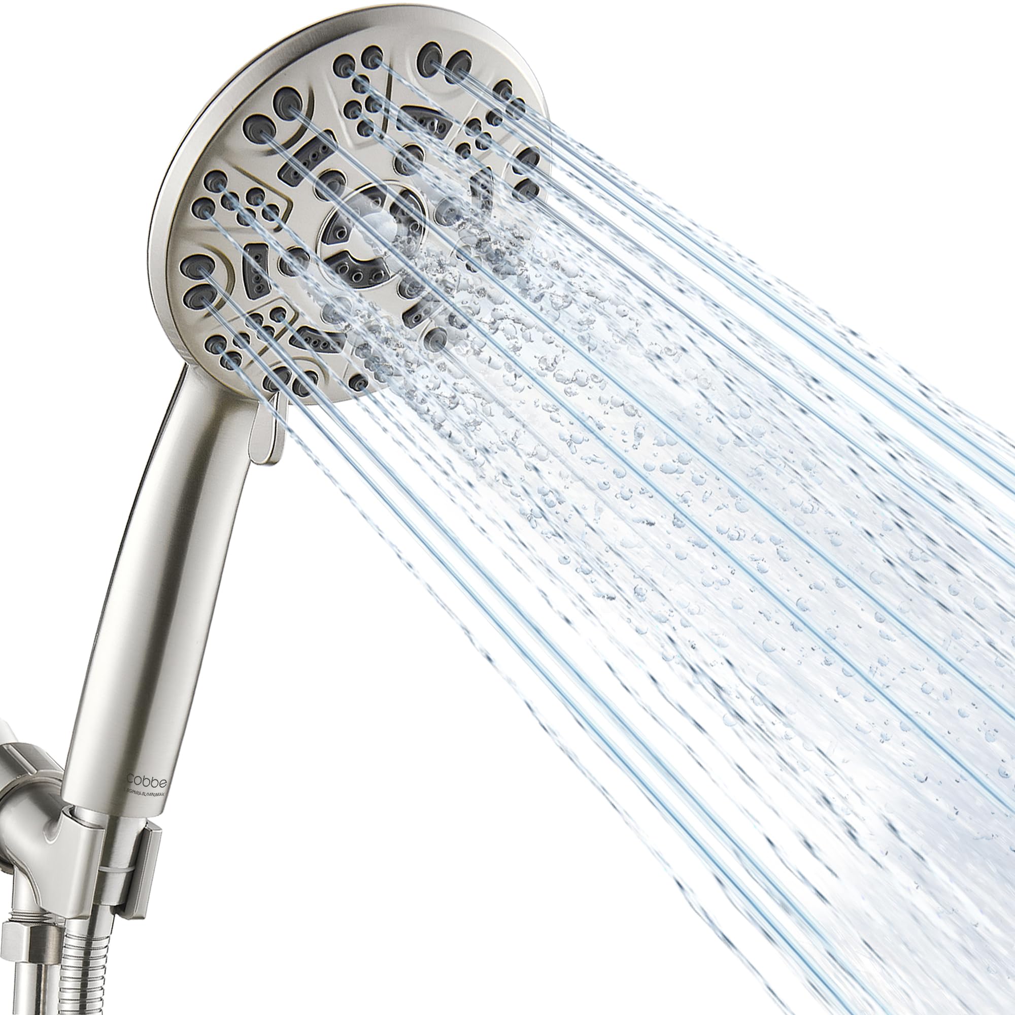 Cobbe Cabezal de ducha de alta presión de 8 funciones con mano, potente juego de cabezal de ducha desmontable para baja presión de agua, instalación sin herramientas en 1 minuto, manguera de acero
