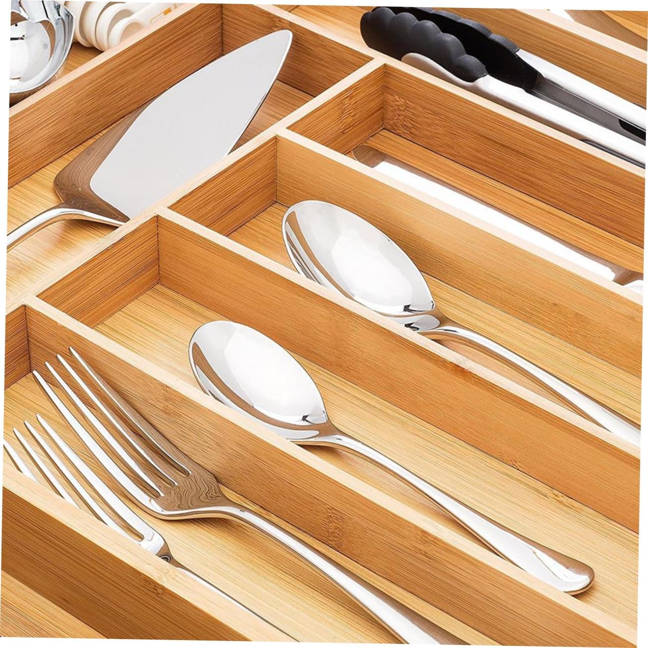 Eco-friendly Drawer Organizer Box with Compartments Multi-use Storage Tray for Kitchen Cutlery Cosmetics and Small Items Space-saving Utensil Divider for Bathroom and Office