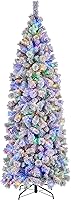 Vista 19 de Yaheetech 7.5ft Pre-lit Spruce Artificial Christmas Tree Snow Flocked Hinges Tree with 550 Multicolor LED Lights & 1284 Branch Tips & Metal Stand