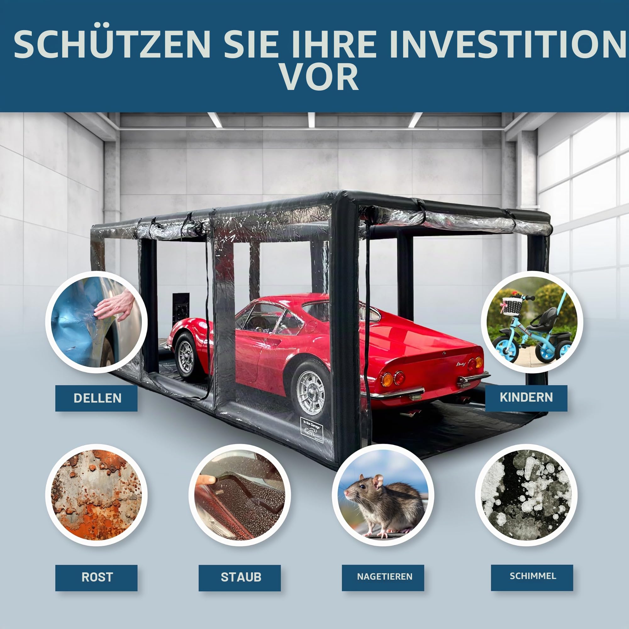 In The Garage Ultimative Car Shield Schwarz Carbonfaser 18' - Aufblasbare