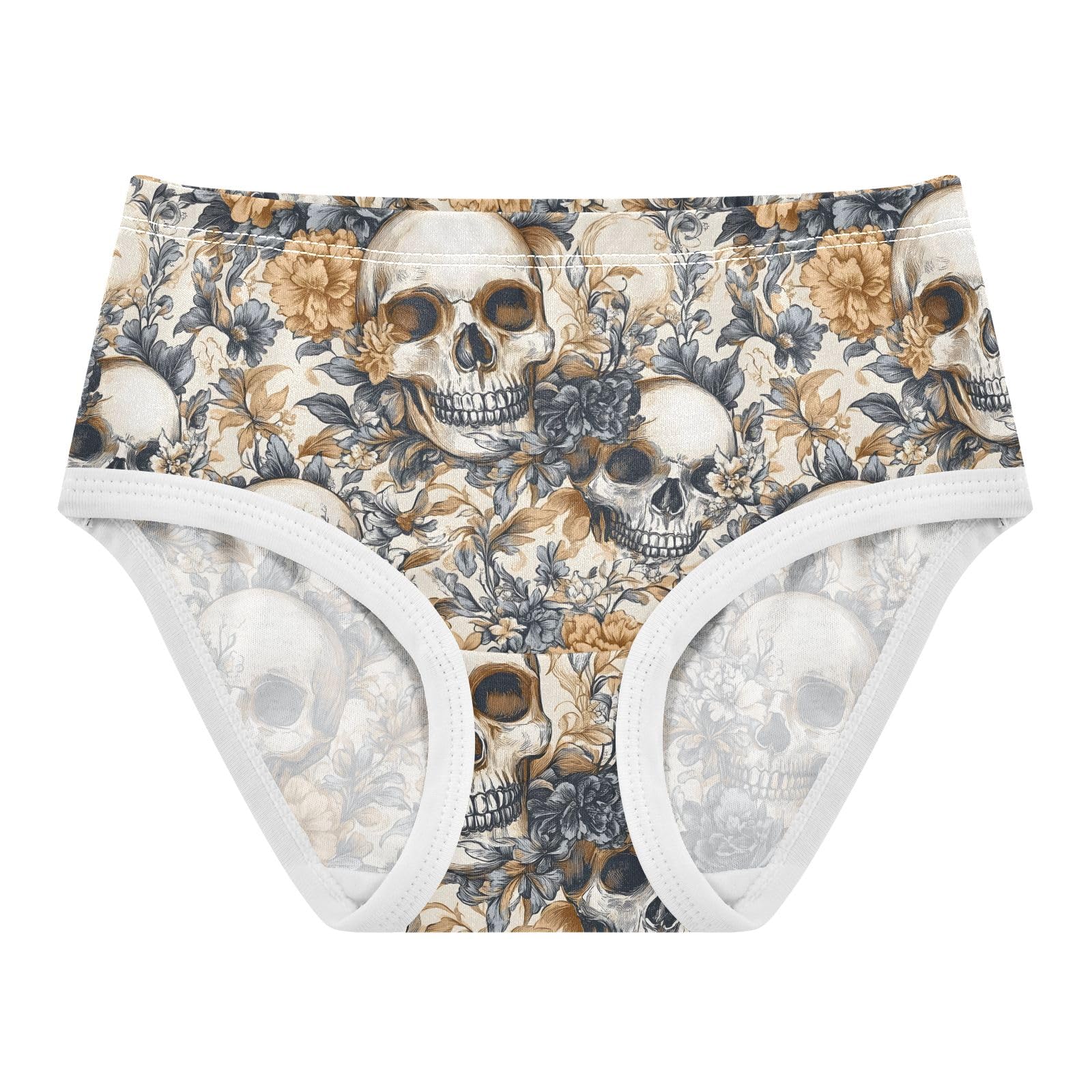 ALAZA Toddler Girls Cotton Hipster Underwear Soft Skulls Floral Vintage 2 Pack 2T