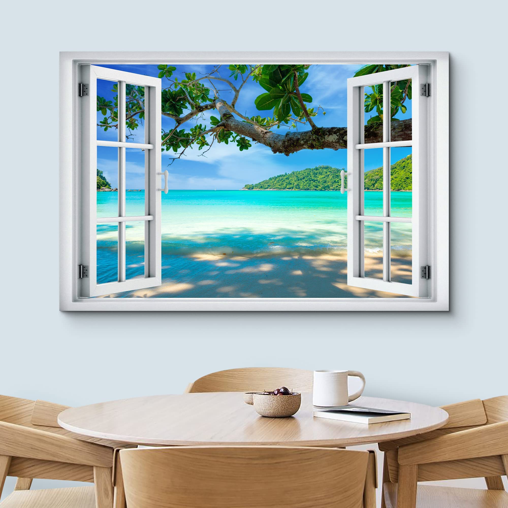Amazon.com: wall26 Canvas Print Wall Art Window View Tropical