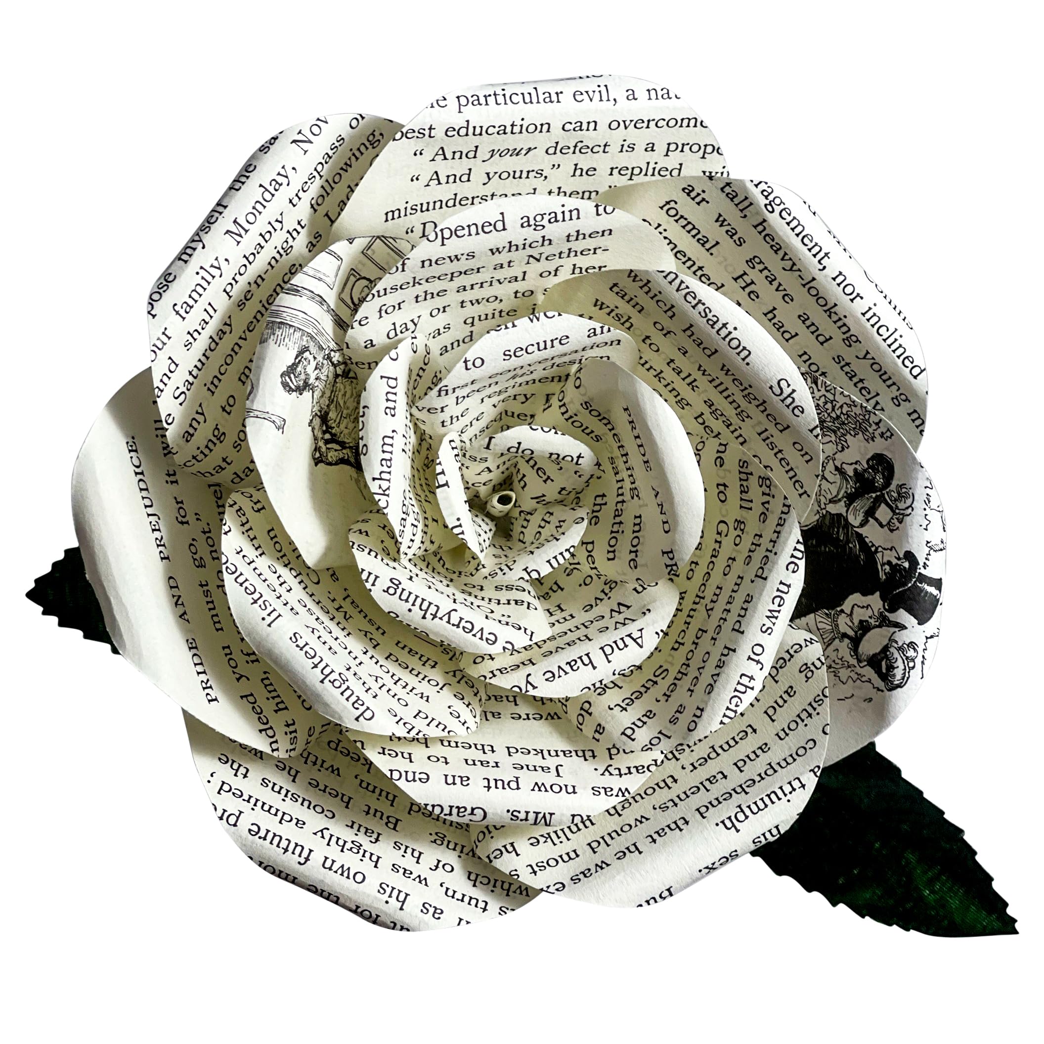 Literary Blooms Handmade Pride and Prejudice Paper Flowers, Paper Roses made from Book Pages, Jane Austen Lovers Gift for Anniversaries, Birthdays, Graduations, Weddings- 5 Inch Medium