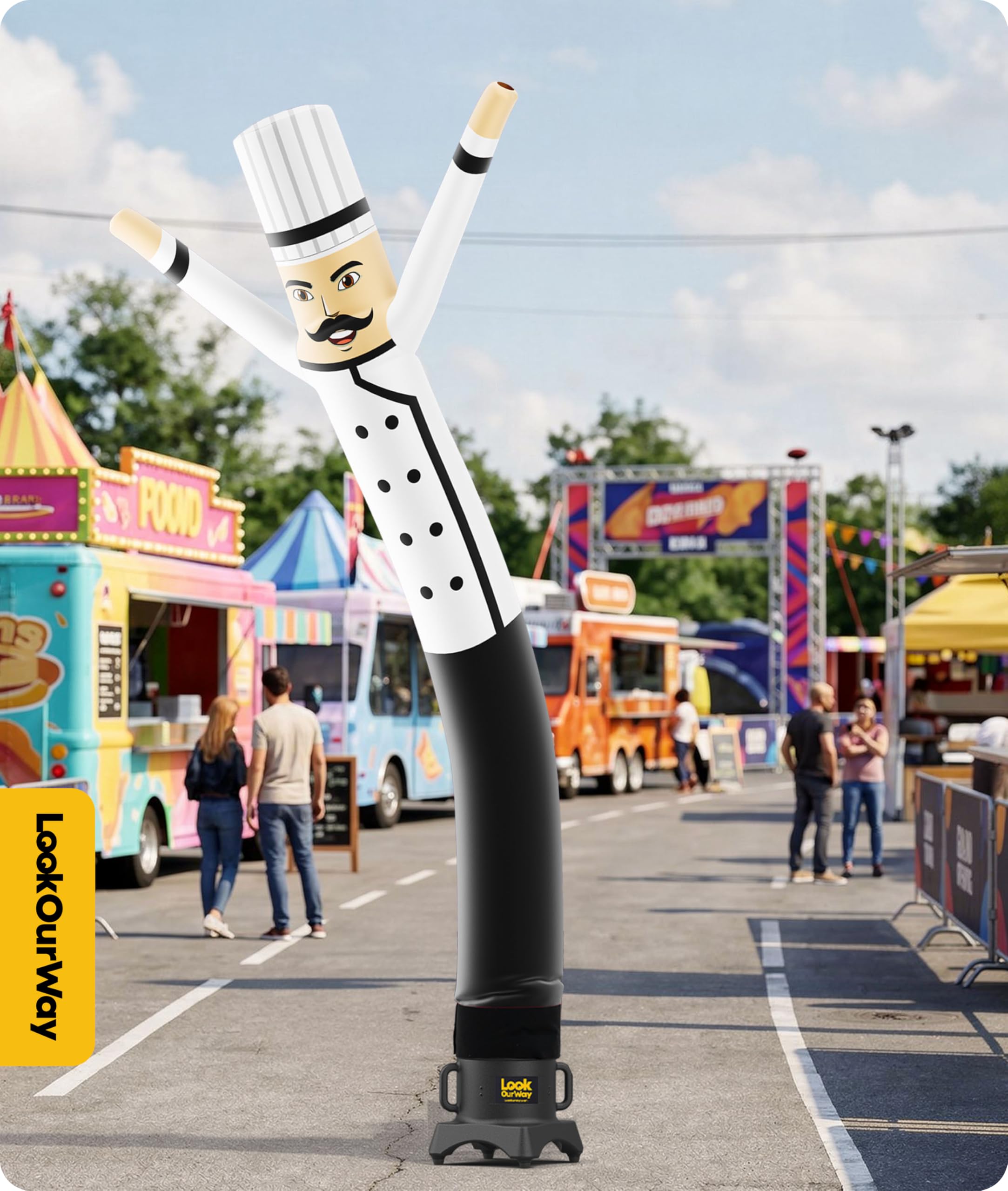 LookOurWay Air Dancers Tube gonflable pour homme - 3 m de haut - Pour promotion professionnelle (souffleur non inclus) - Thème restaurant et nourriture - Chef