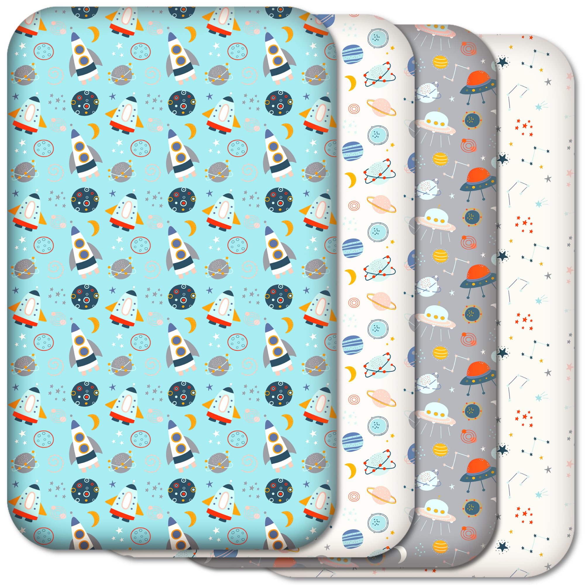 Selemavi Multicolour Next To Me Crib Sheets 83X50cm – 4-Pack - Soft & Breathable Baby Bedding Fitted Sheets Set, Snug Microfibre Sheets For Bedside Cribs (83X50cm, Set 8-4Pcs)