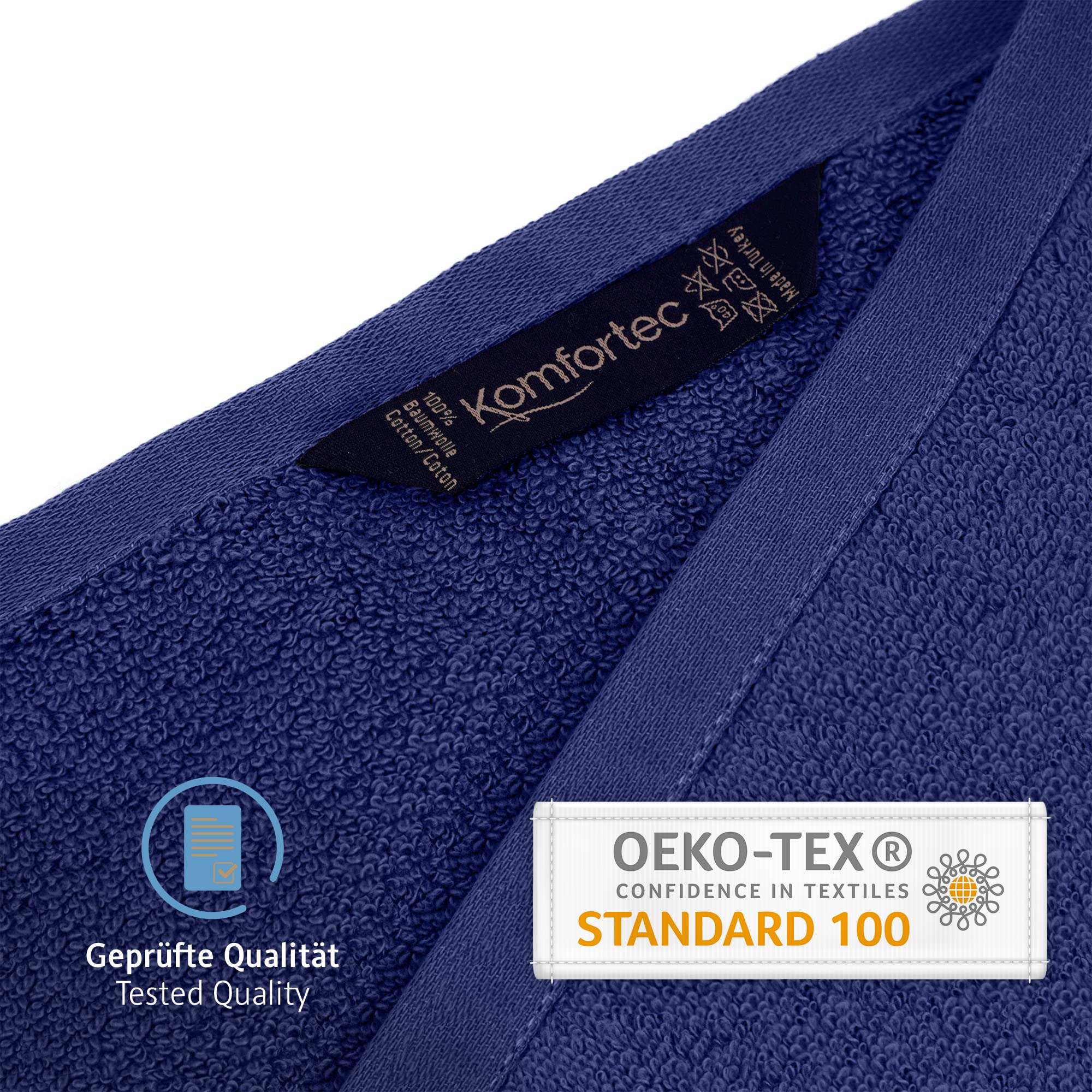 Komfortec Frottee Badetuch & Handtuchset Groß 100% Baumwolle - Weiche Schnelltrocknend Navy Blau (Towel) 4er-50x100-und-4er-70x140-navyblau 4 Handtücher und 4 Badetücher
