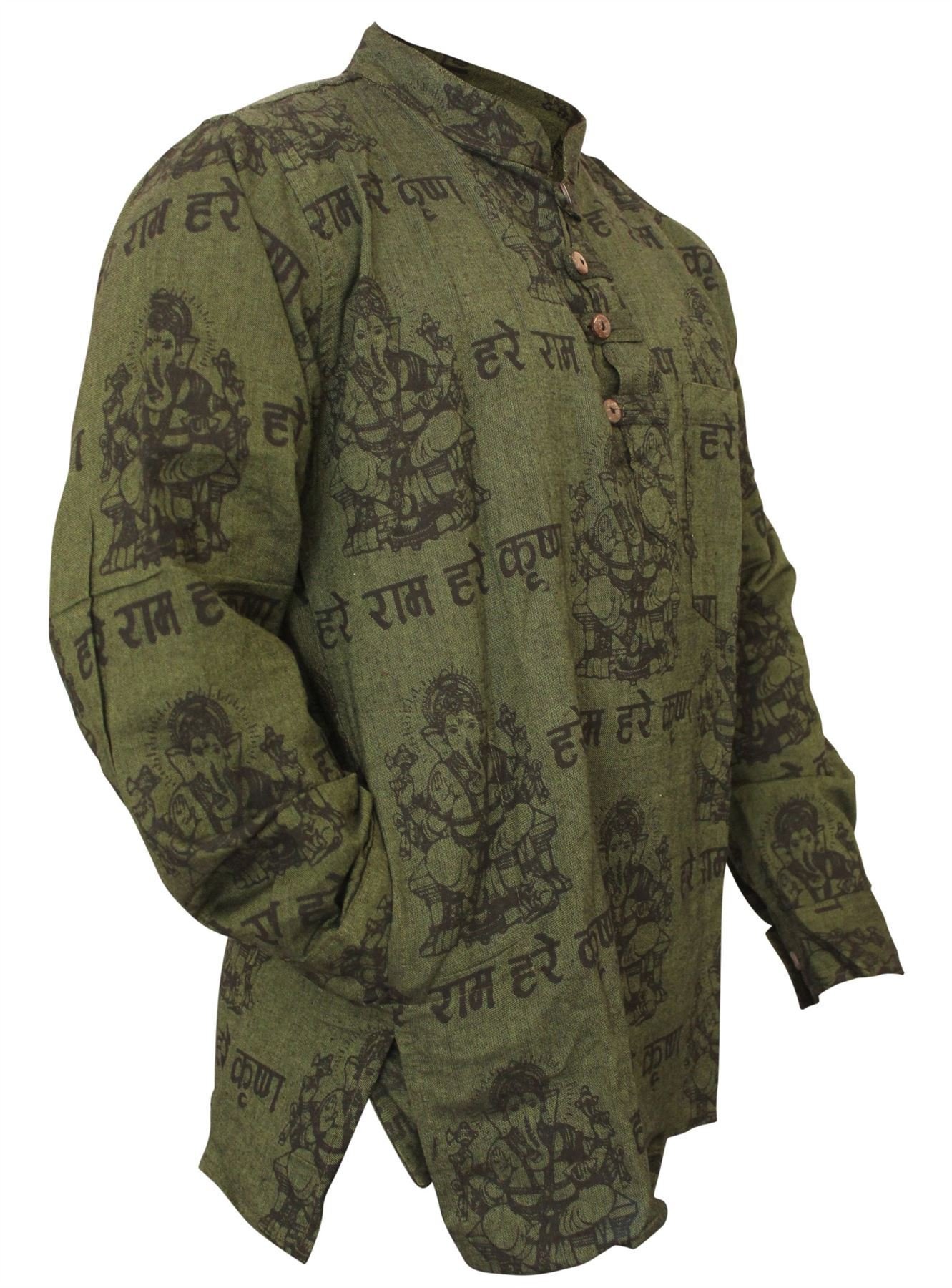 SHOPOHOLIC FASHION Mens Light Weight Festive Hippie Shirt (M,Green)