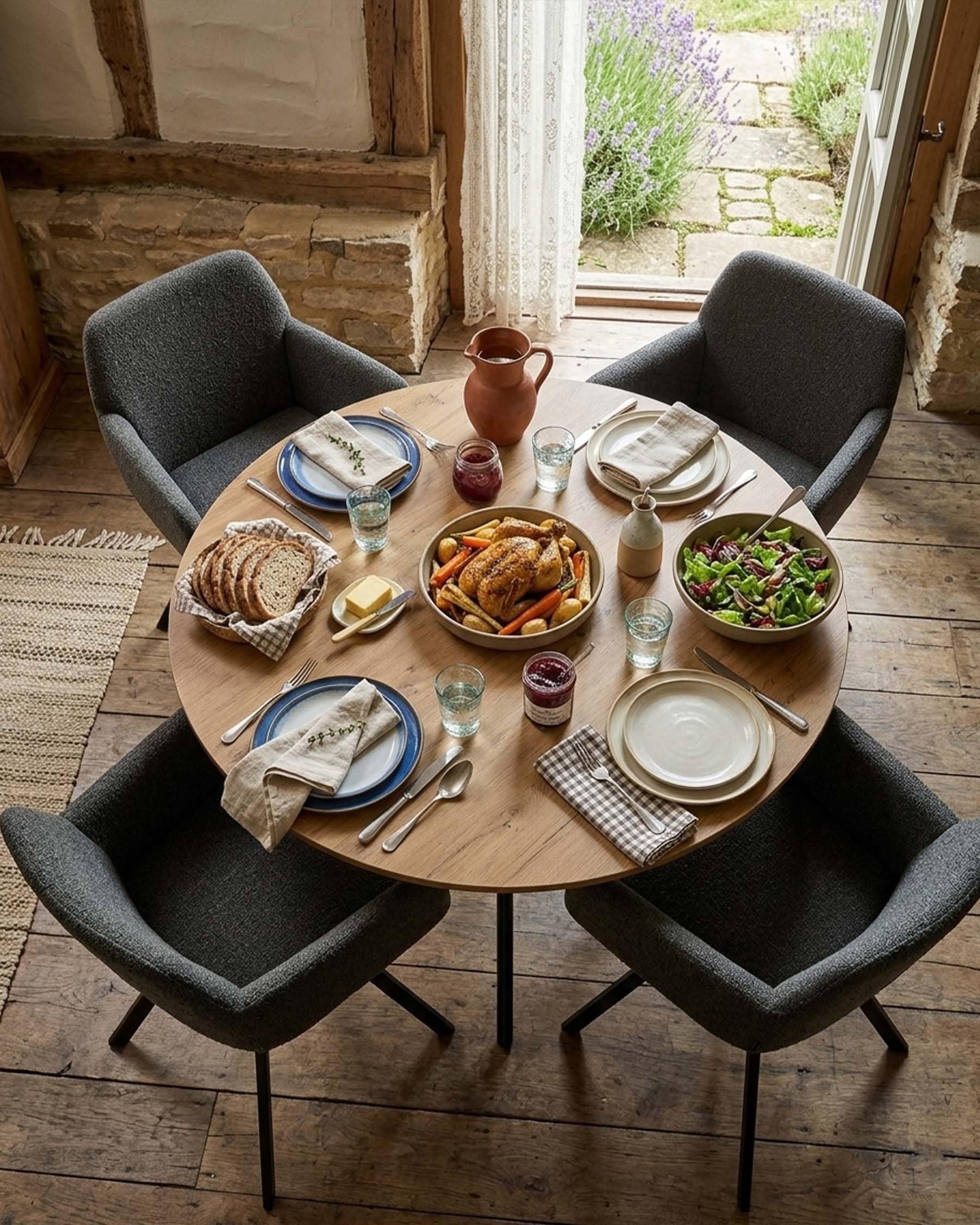 Esstisch Rund 120 cm Esstisch Holz in Holzoptik Eiche Runder Küchentisch für Esszimmer Modern Esszimmertisch mit Metallbeinen Großer Holztisch für 4 bis 6 Personen Wohnzimmer Tisch