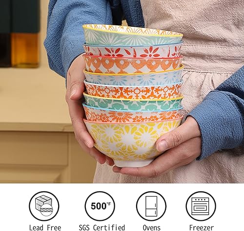 Miniatura 8 de FERAHI Juego de 6 cuencos para cereales, cuencos de cerámica de 26 onzas, cuencos de sopa, cuencos para cocina, juego de cuencos para ensalada,