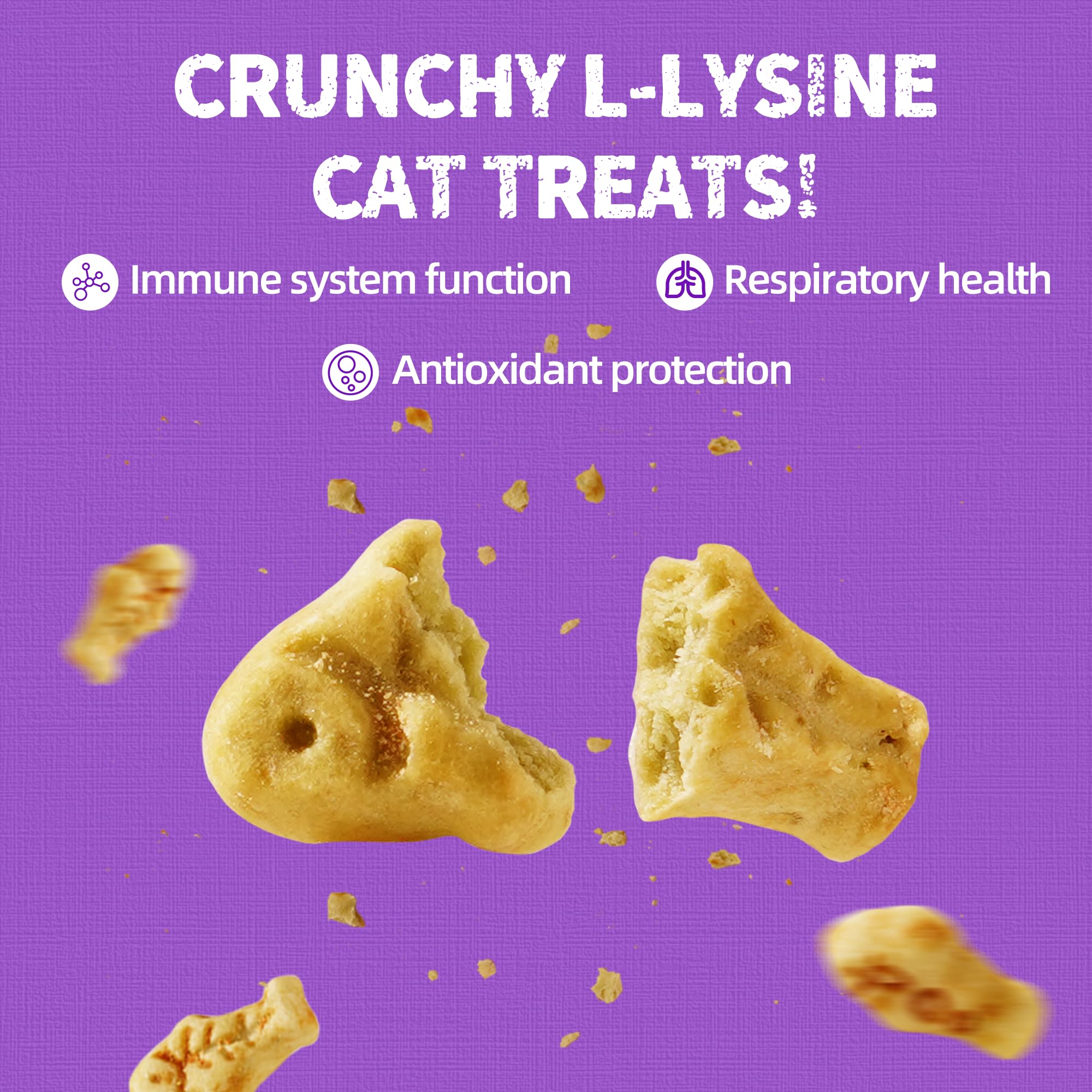 Just Try 13.4 OZ Lysine Cat Treats Natural Salmon Flavor Healthy Cat Training Biscuits Snacks Lysine Dental Care Treats for Cats & Kittens