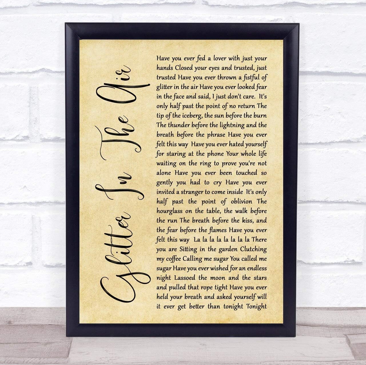 #Pink #Glitter #in #The Air Rustic Script Song Lyric Poster Wall Art Home Decor Gifts for Lovers Painting
