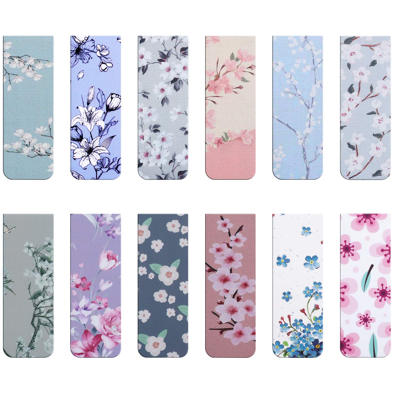 MWOOT 24 Piezas Marcadores de Libros Magnéticos,Estilo Floral Magnetic Bookmark,Marcapáginas Clip de Página para Estudiantes Oficina Lectura Papelería(6x2cm)