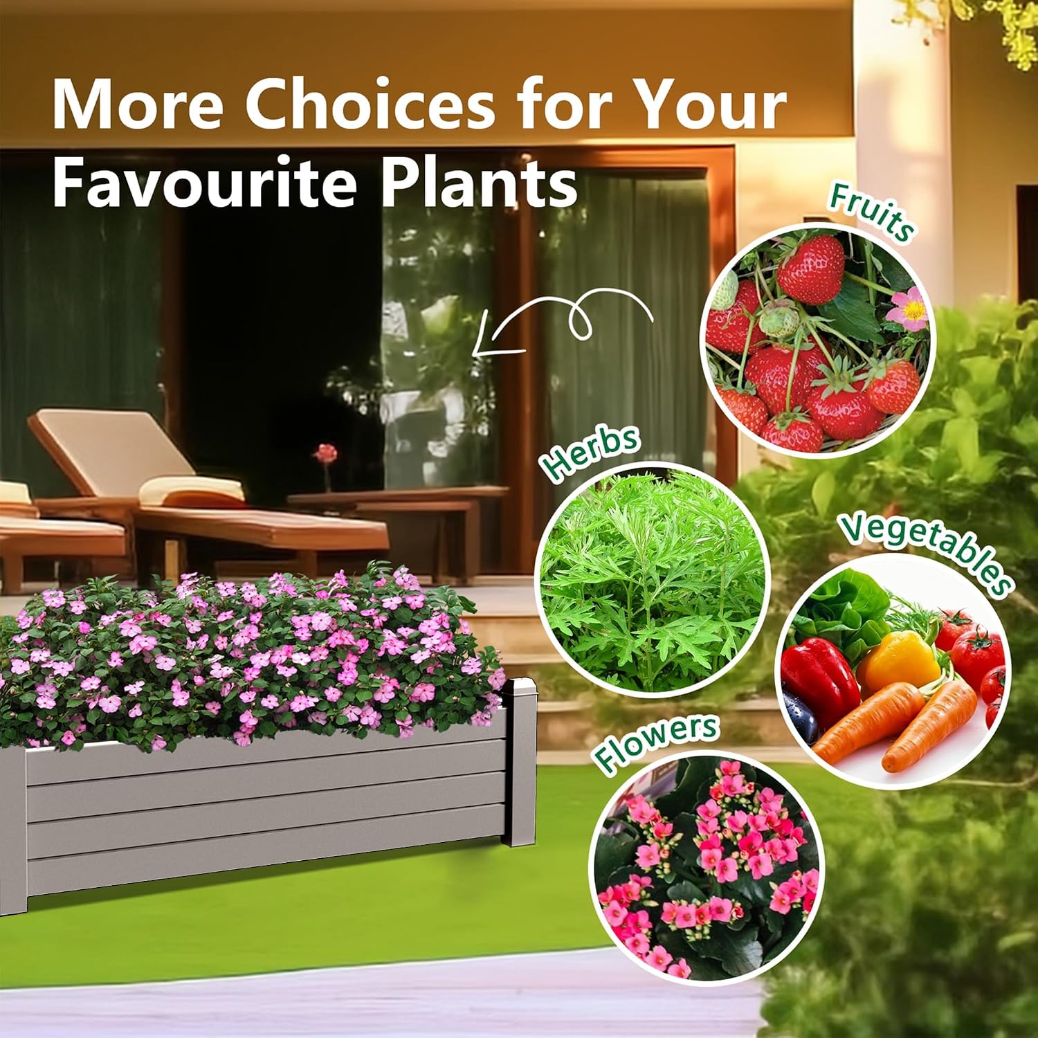 ROJIK Horticulture Raised Garden Bed Outdoor,Resin Plant Stand for Flowers Vegetables Herbs in Backyard, Patio, Balcony(Grey)