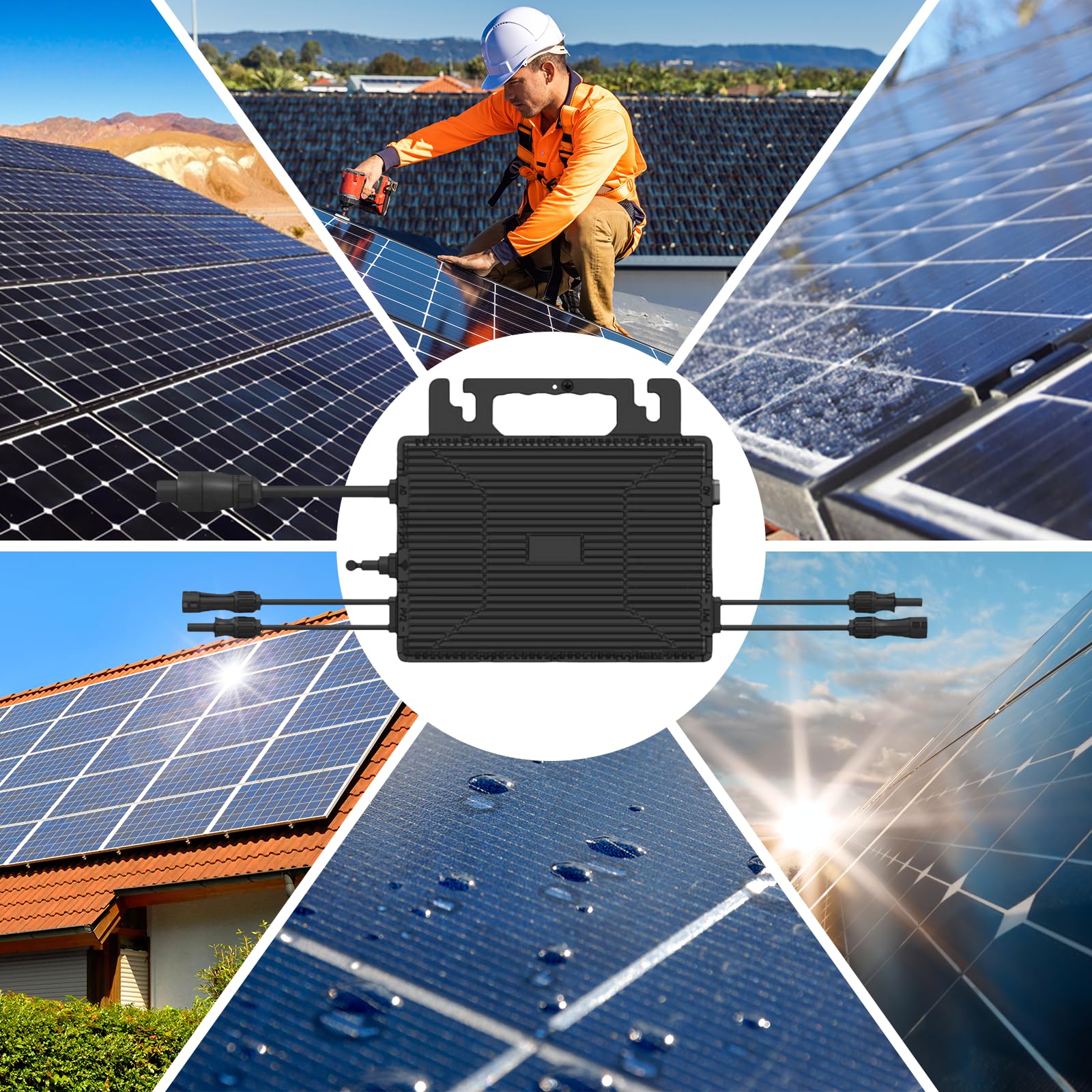 SUNNIVA® 900W Balkonkraftwerk 800W komplett Steckdose - Astro Energy 800W Wechselrichter - PV Solaranlage Komplettset - 2x 450W Solarmodule - inkl. 5m Kabel - Bluetooth WIFI